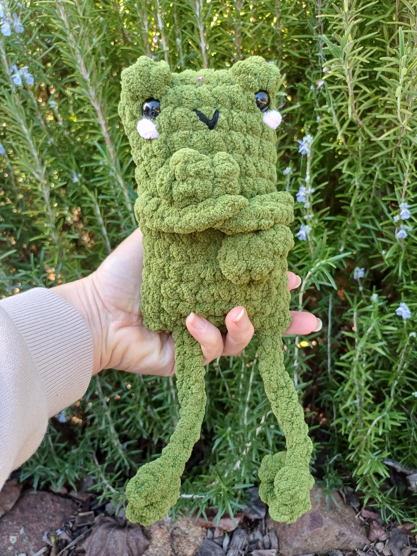 Dark Green Leggy Frog Pillow Pal