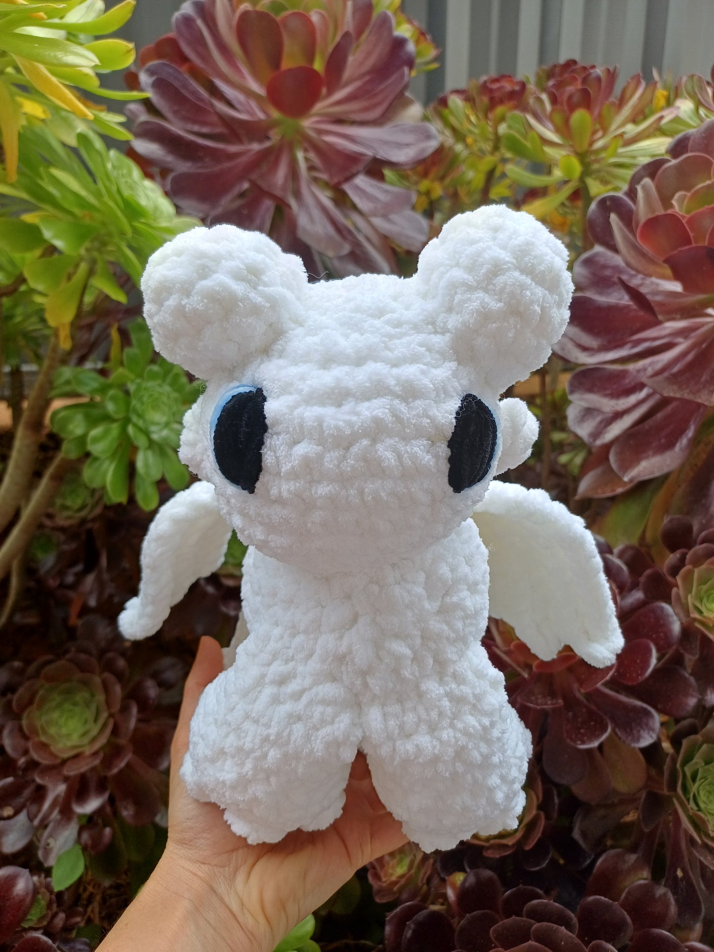 Day Dragon Crochet Toy White Sitting