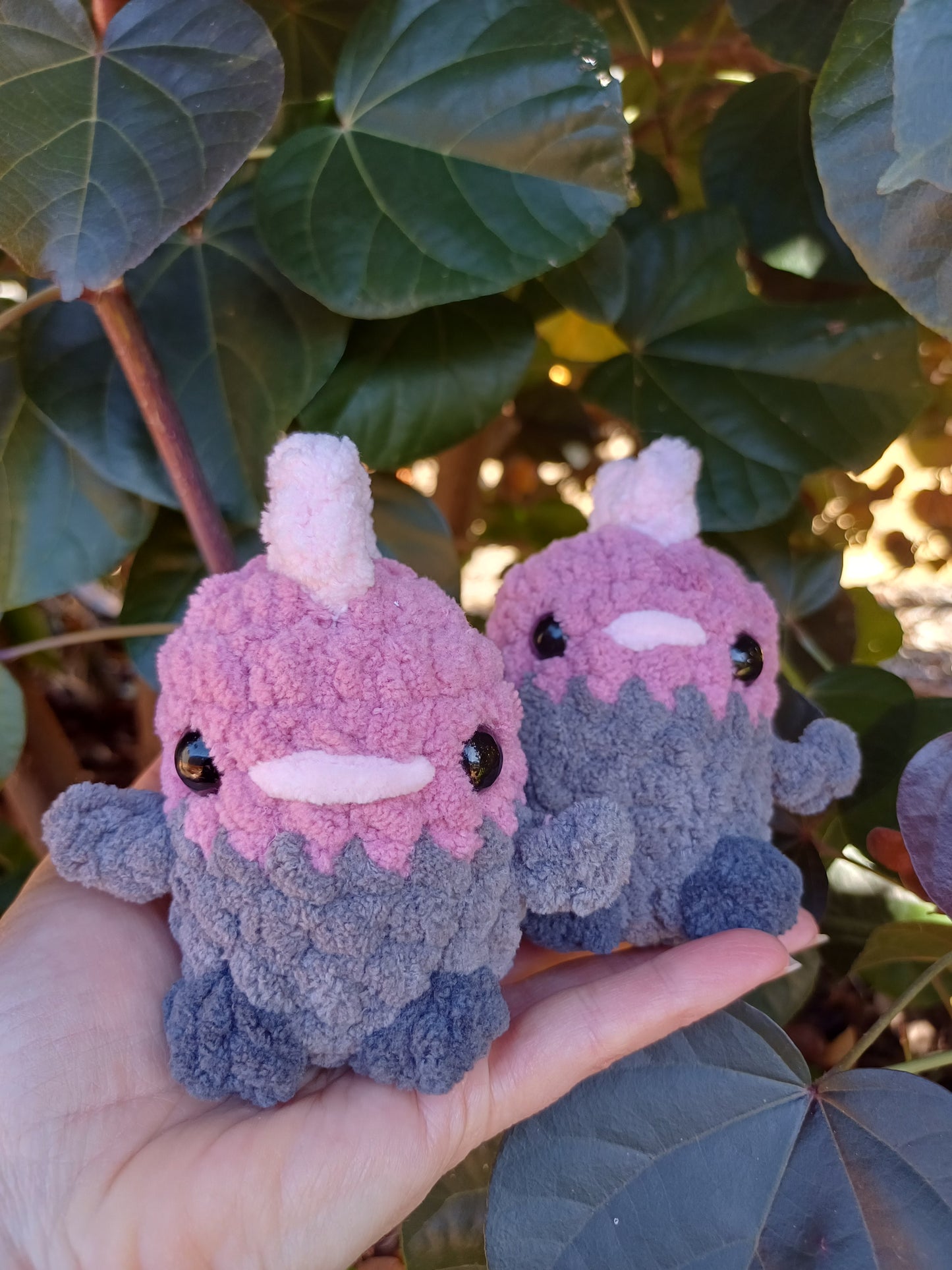 Cocky Pink and Grey Mini Crochet Plush Toy