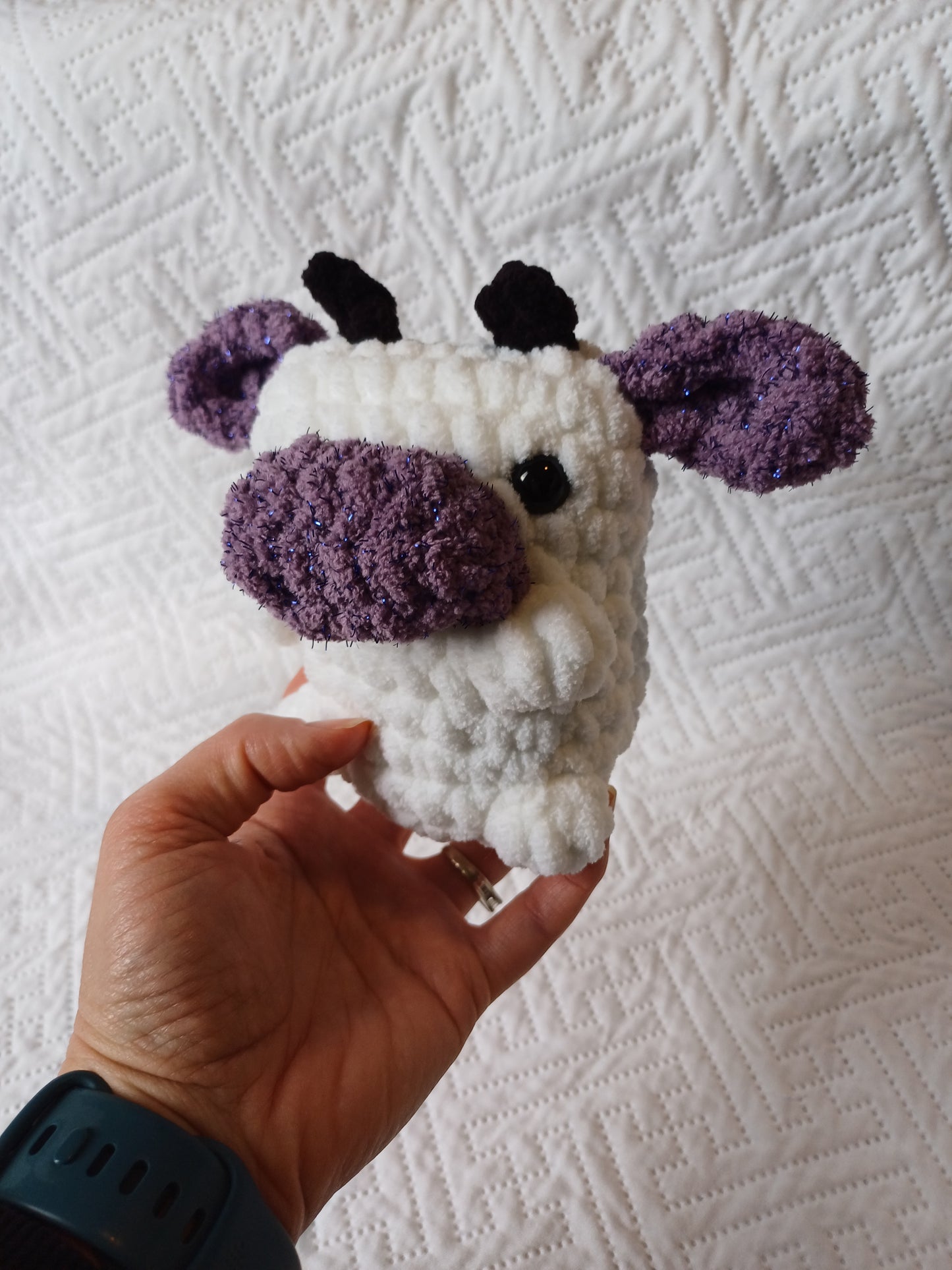 Purple Glitter and White Pocket Pal Cow