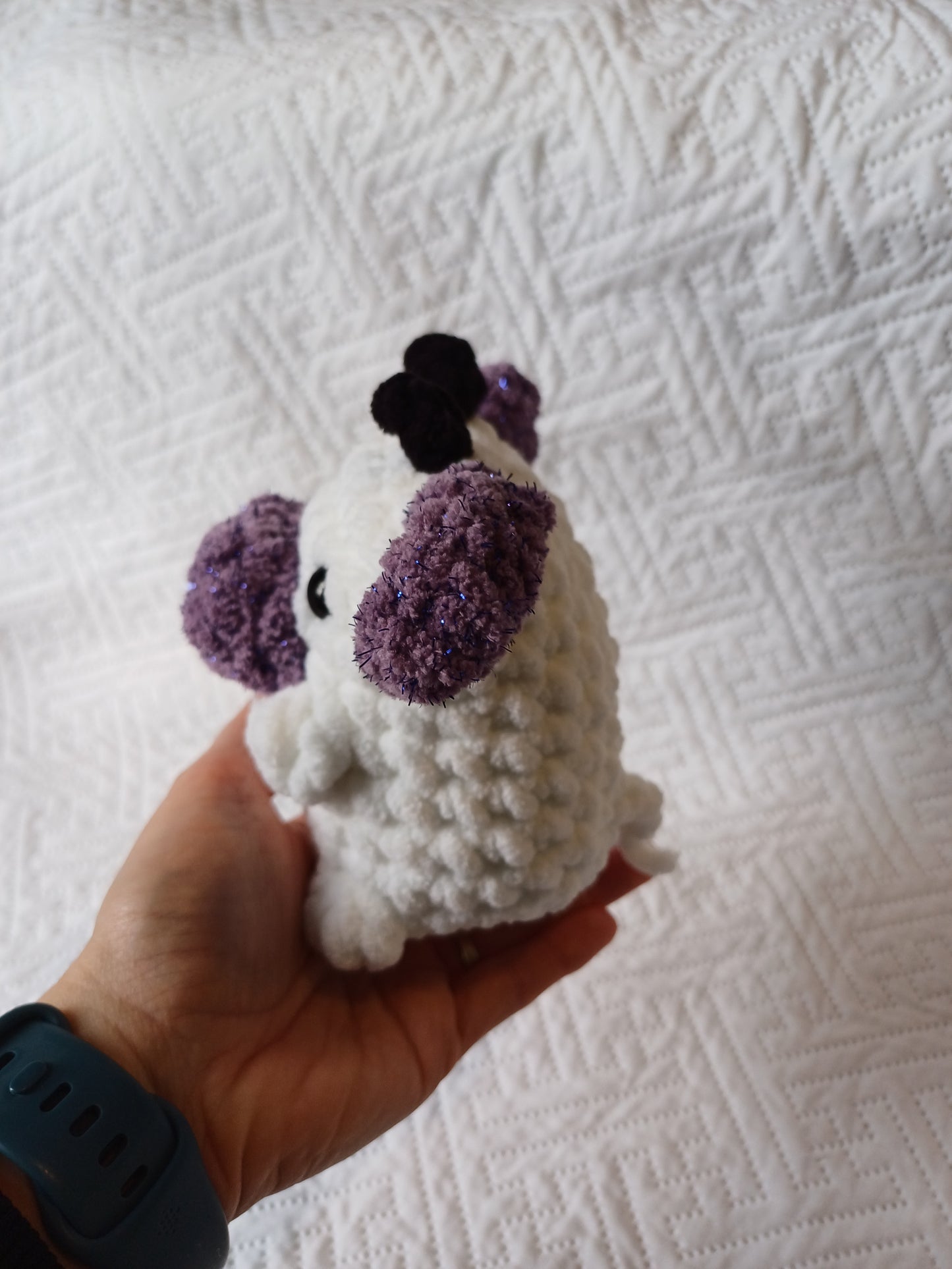 Purple Glitter and White Pocket Pal Cow