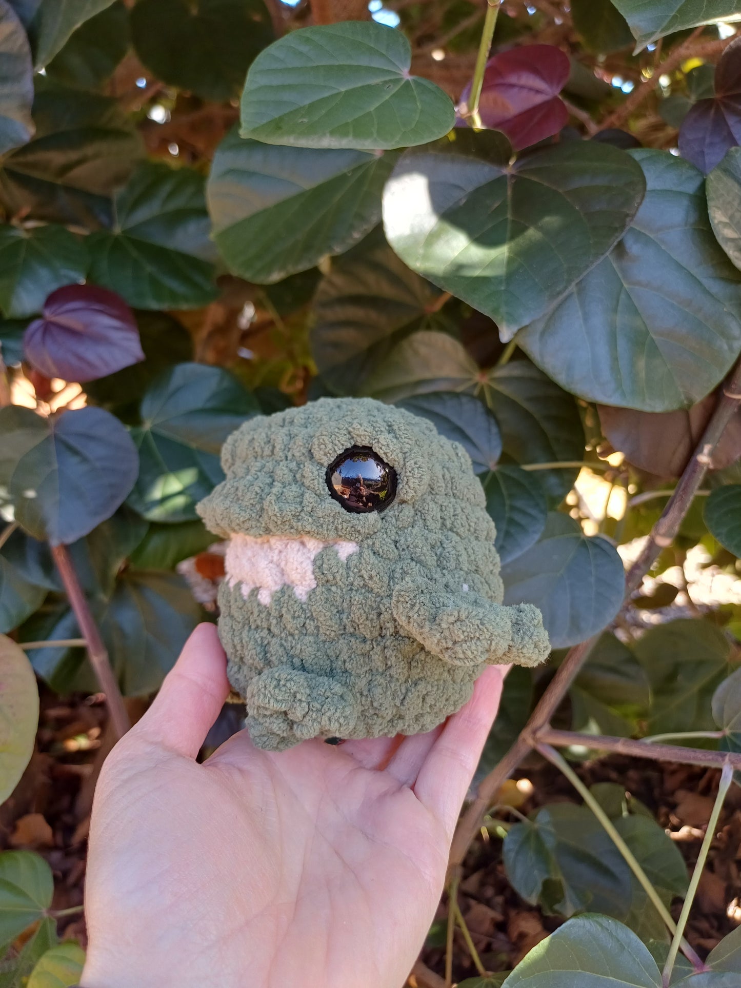 Chubby Frog Dark Green and Cream Crochet Plush Toy