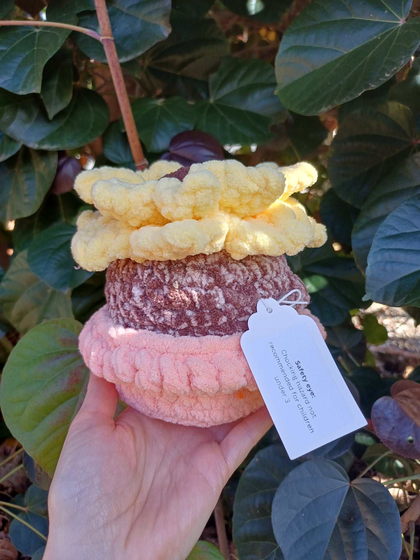 Sunflower In A Pot, Yellow Sunflower in Apricot Pot Crochet Plush Toy