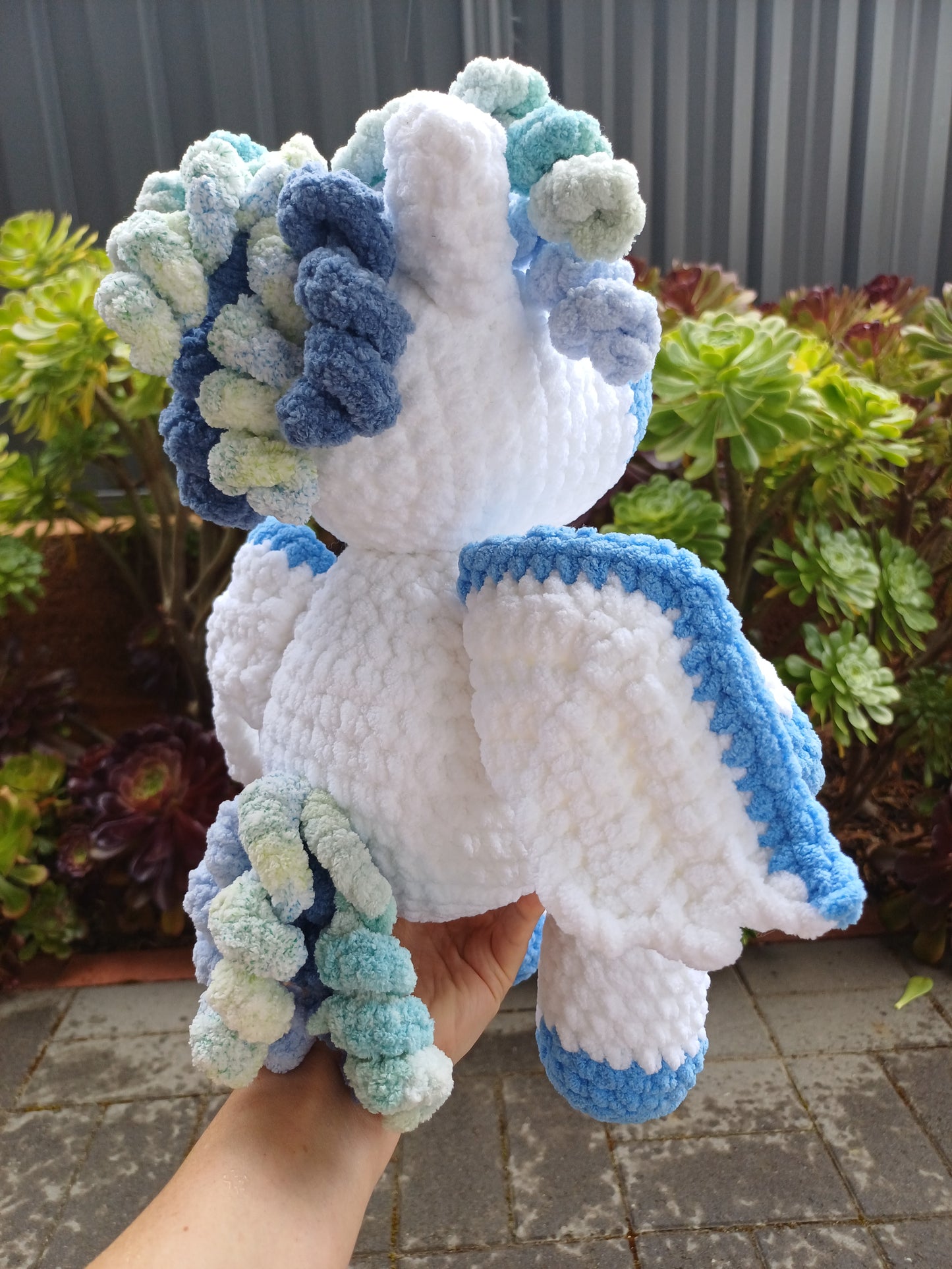 Pegasus Crochet Plush Toy ( Blue and white )