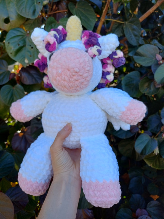 Pegasus/ UnicornCrochet Plush Toy ( pink/ purple and white )