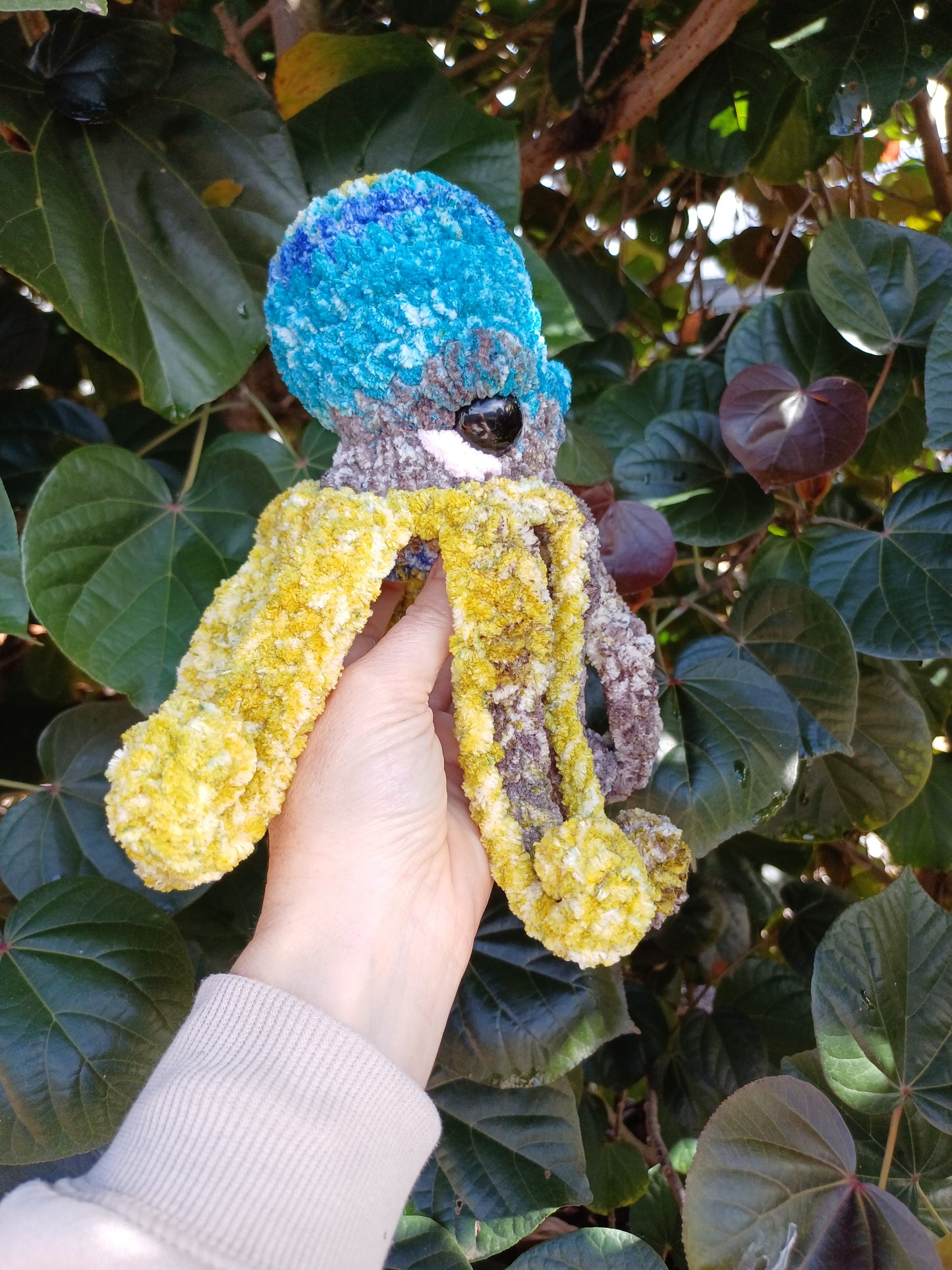 Alexander the Octo in Yellow/Blue and Brown Crochet Plush Toy