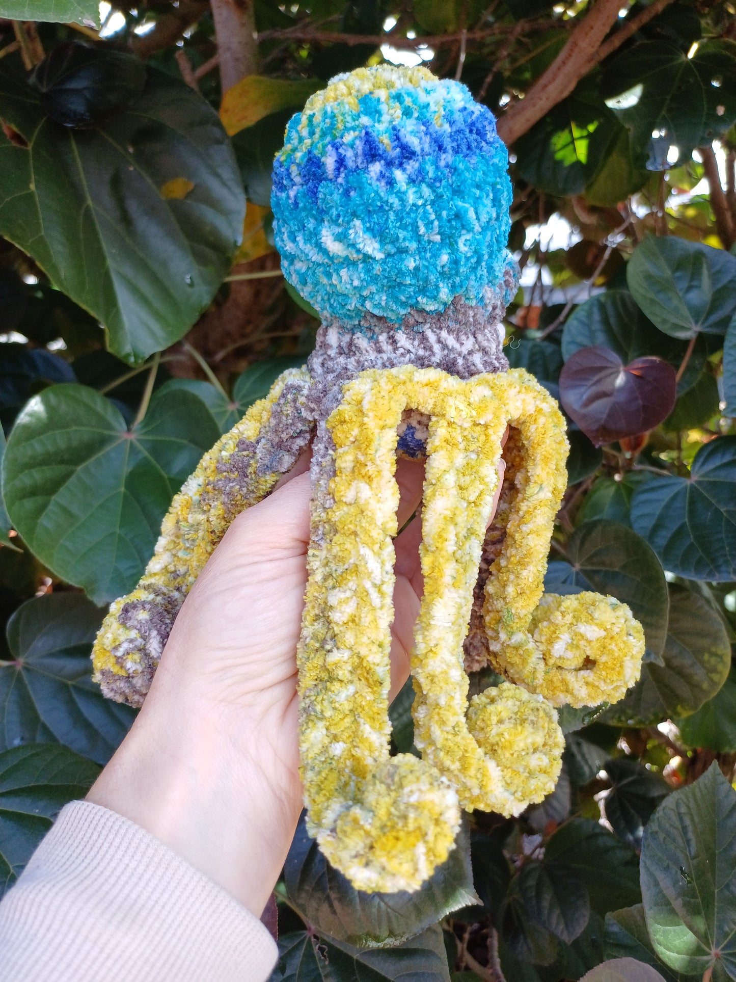 Alexander the Octo in Yellow/Blue and Brown Crochet Plush Toy