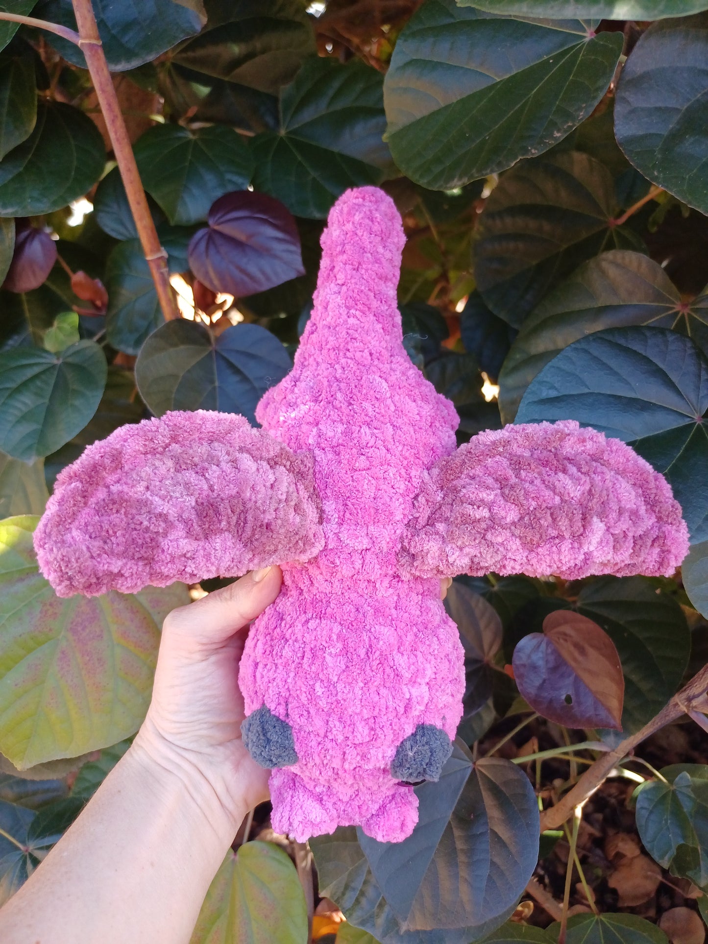 Draco The Dragon Multi Striped Coloured Dragon Magenta, Pink Crochet Plush Toy