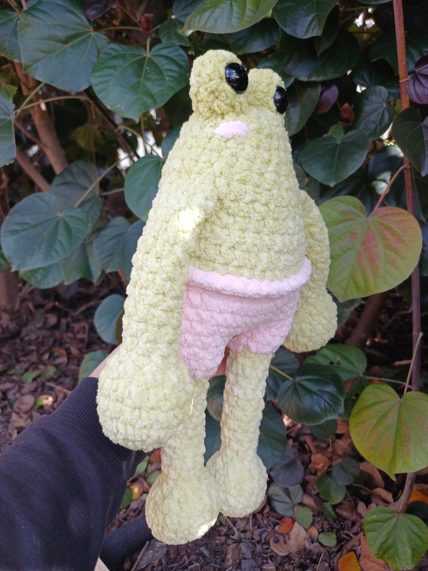 Frog Brother In Light Green and Pink Crochet Plush toy