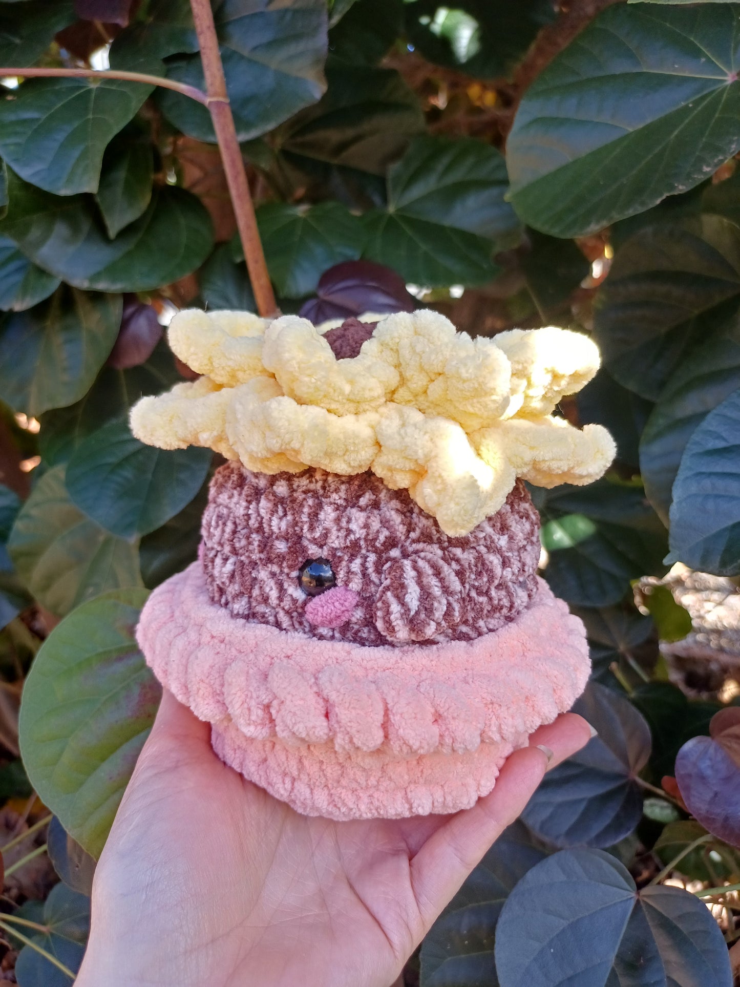 Sunflower In A Pot, Yellow Sunflower in Apricot Pot Crochet Plush Toy