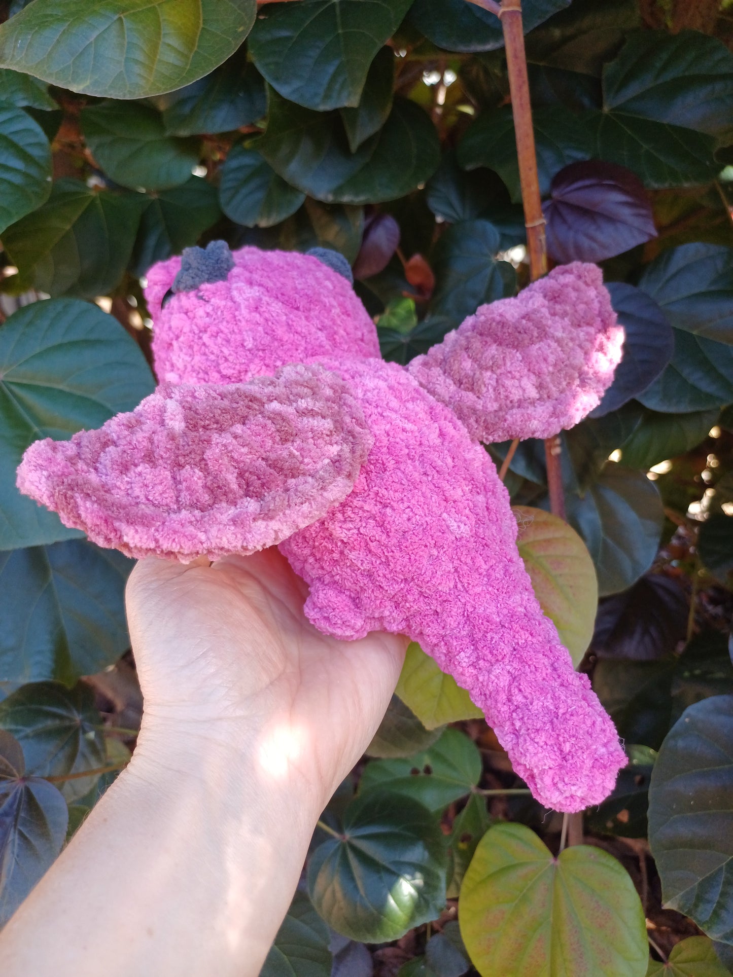 Draco The Dragon Multi Striped Coloured Dragon Magenta, Pink Crochet Plush Toy