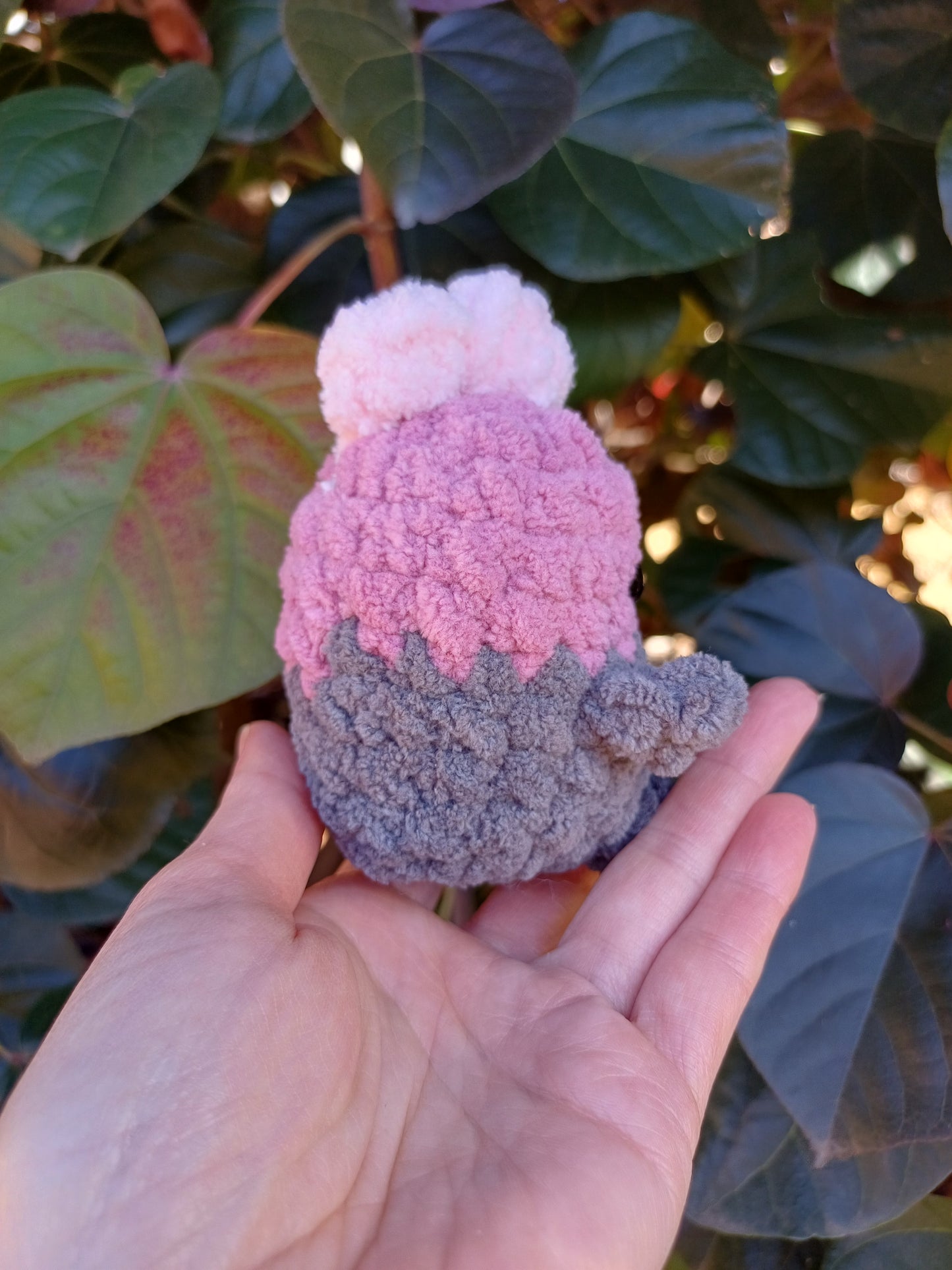 Cocky Pink and Grey Mini Crochet Plush Toy