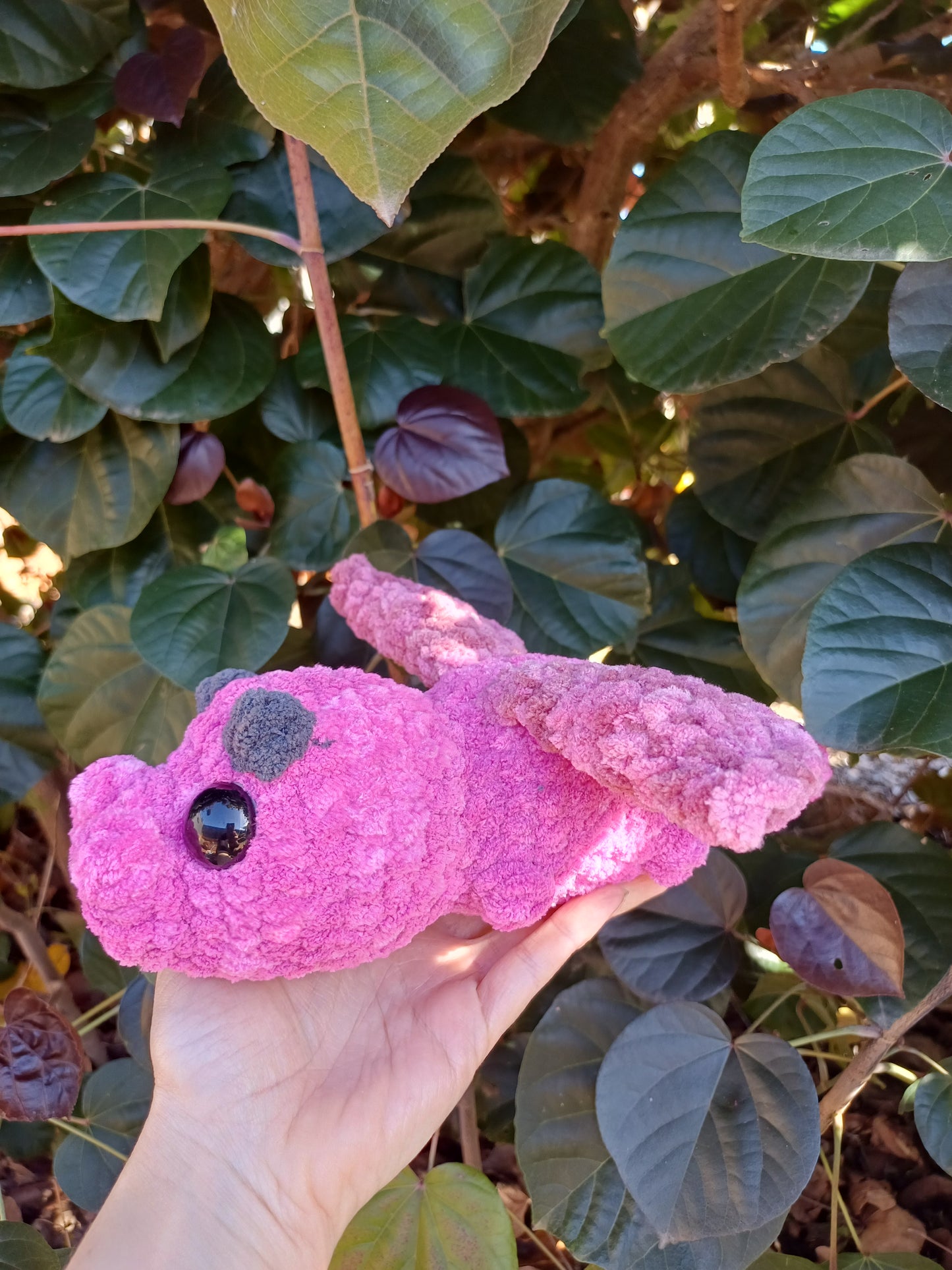 Draco The Dragon Multi Striped Coloured Dragon Magenta, Pink Crochet Plush Toy
