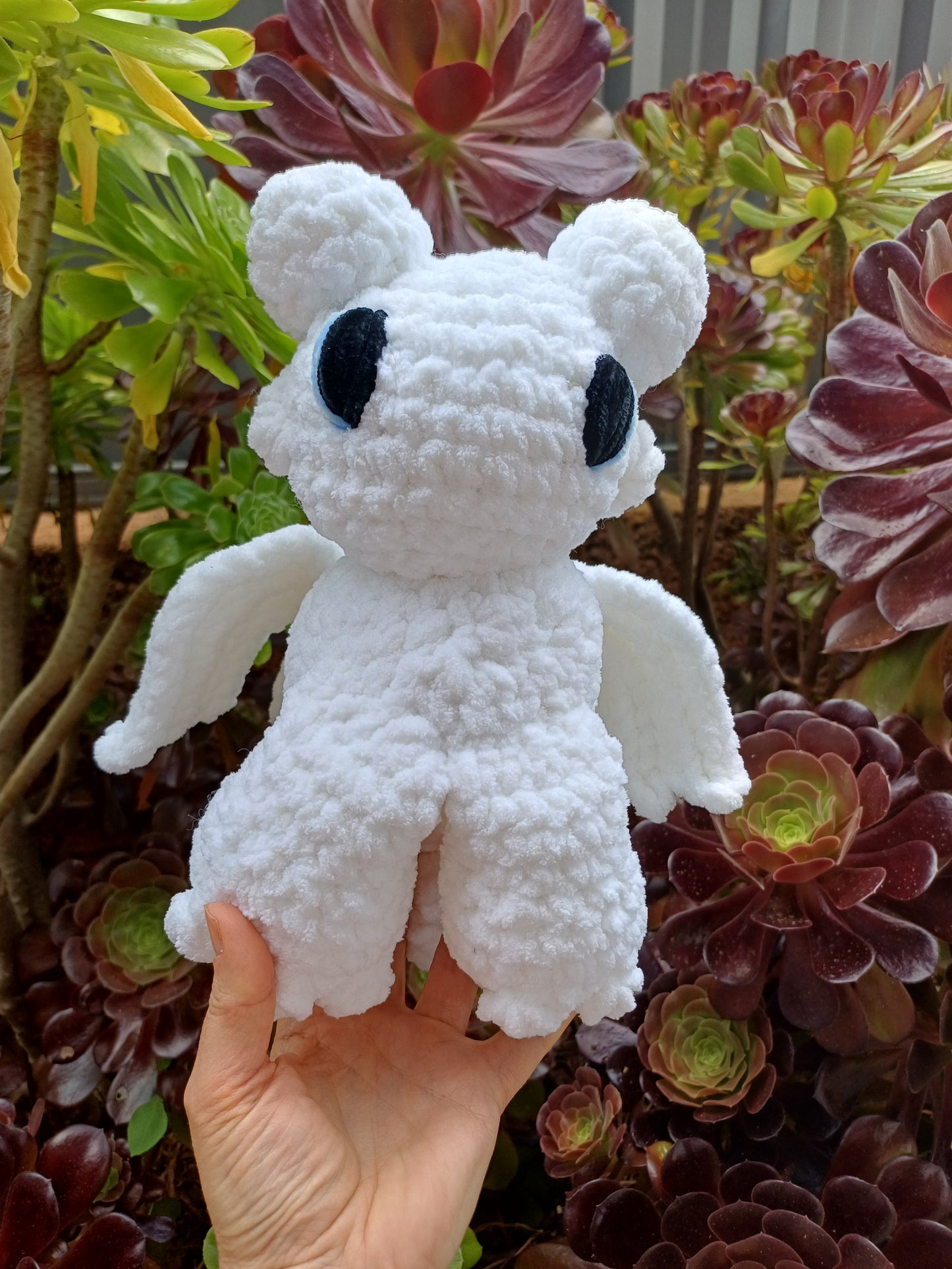 Day Dragon Crochet Toy White Sitting