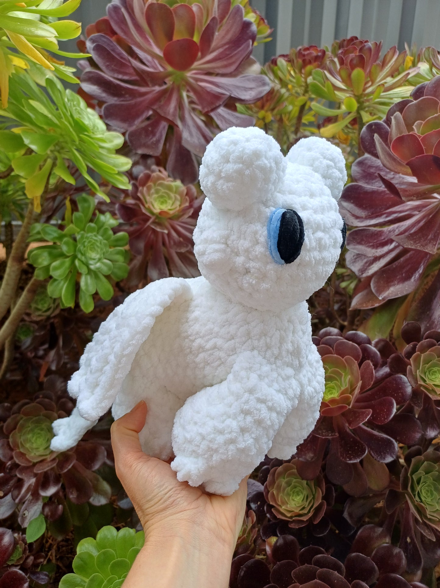 Day Dragon Crochet Toy White Sitting