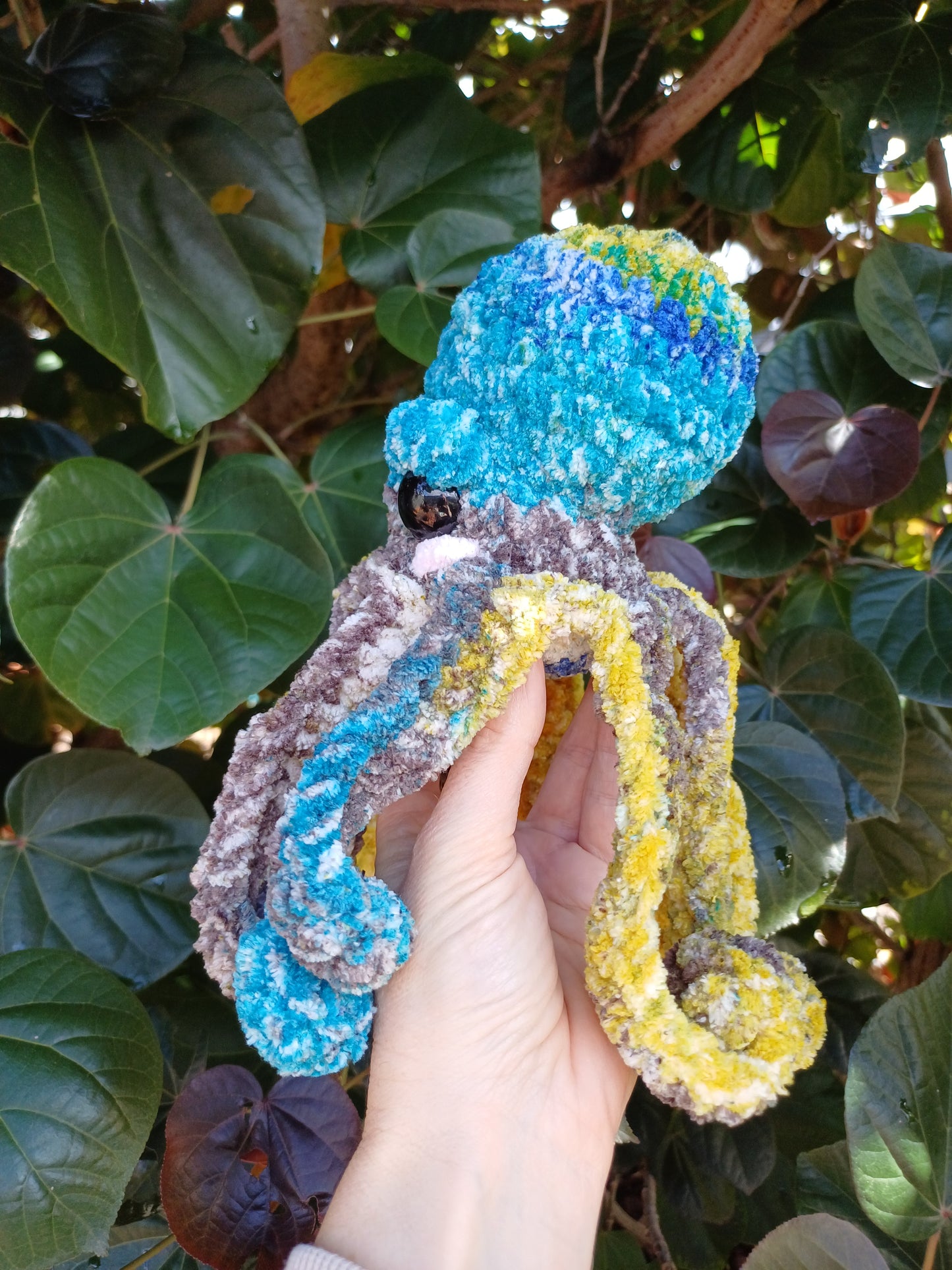 Alexander the Octo in Yellow/Blue and Brown Crochet Plush Toy