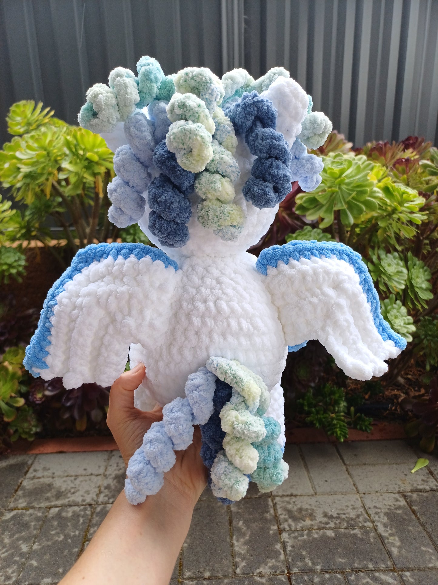 Pegasus Crochet Plush Toy ( Blue and white )