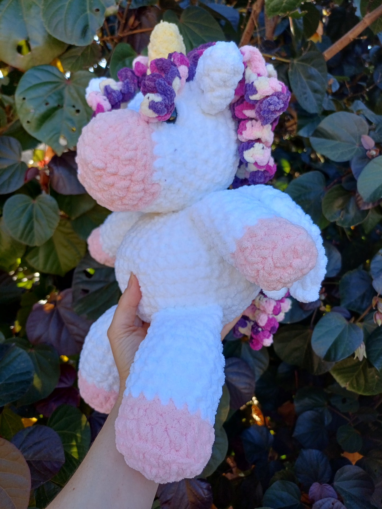Pegasus/ UnicornCrochet Plush Toy ( pink/ purple and white )
