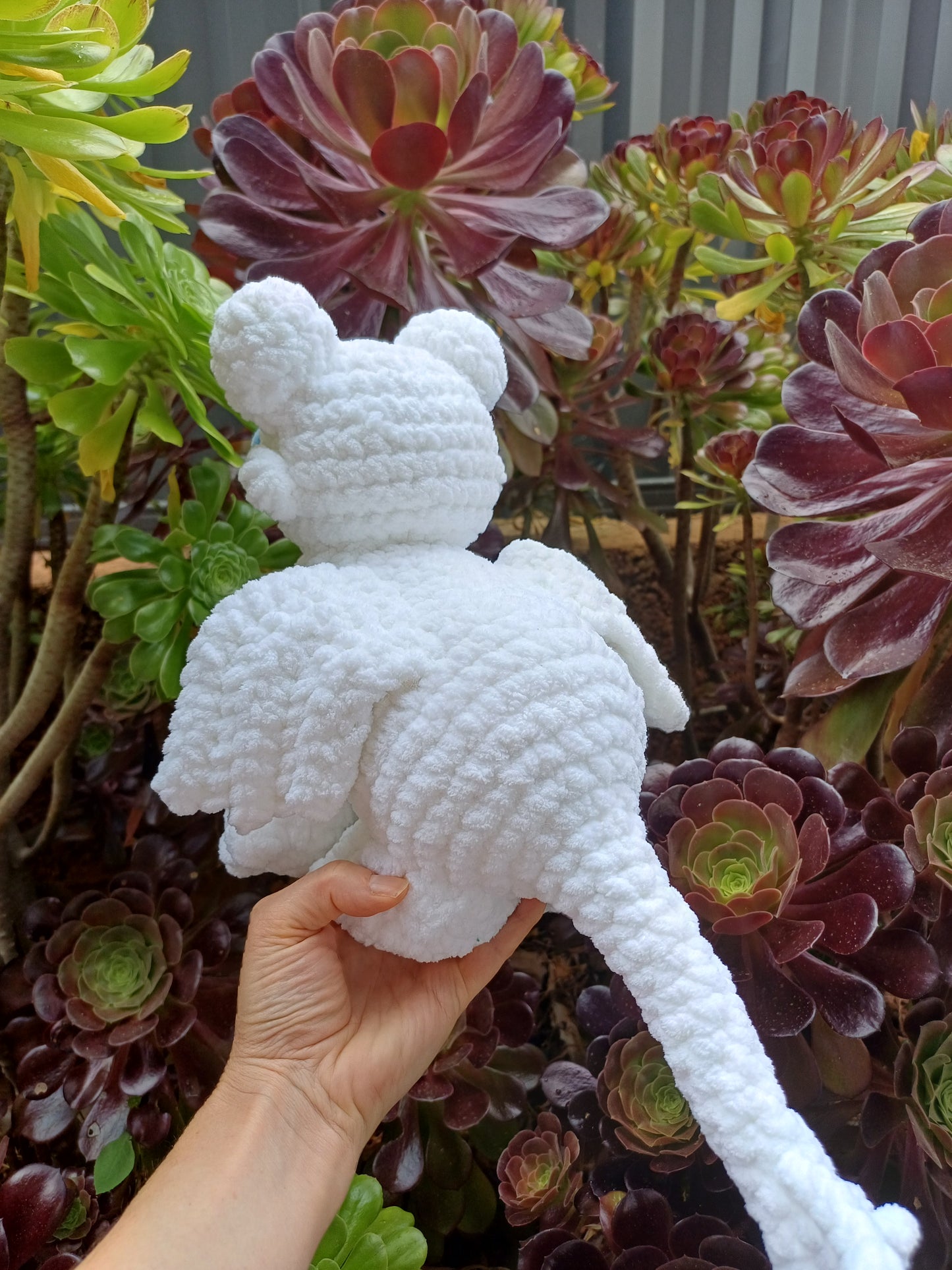 Day Dragon Crochet Toy White Sitting