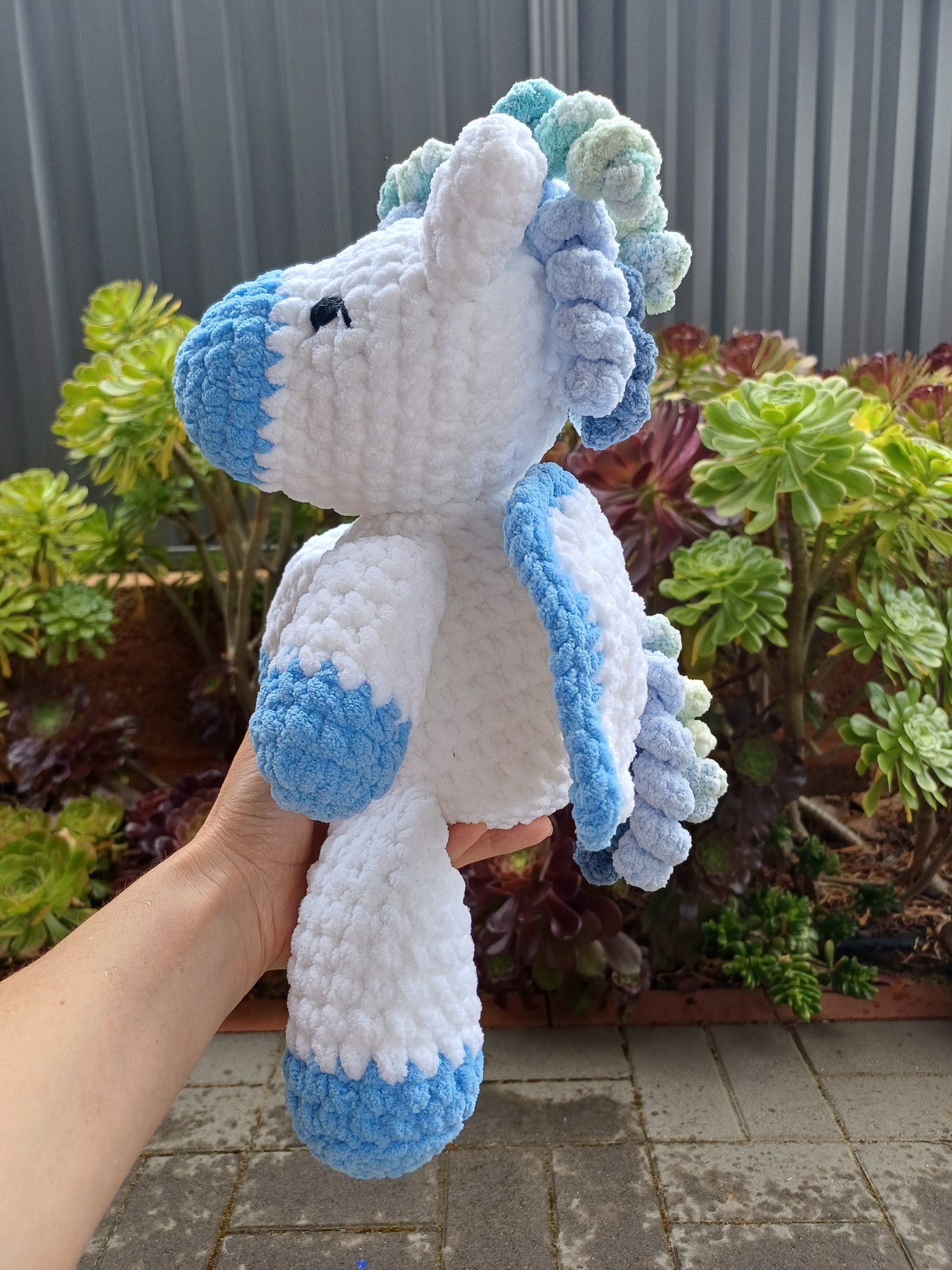 Pegasus Crochet Plush Toy ( Blue and white )