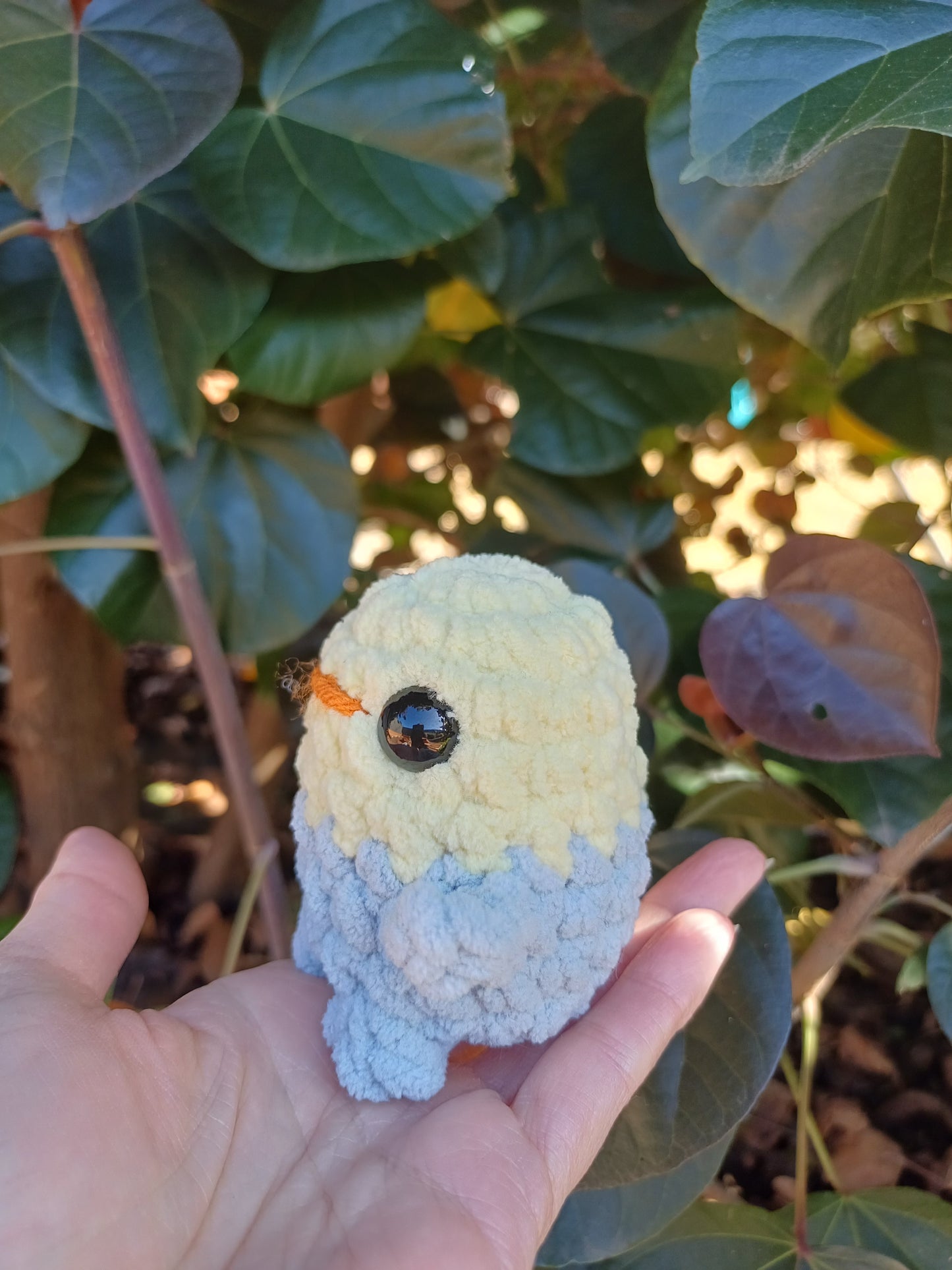 Cocky Yellow and Grey Mini Crochet Plush Toy