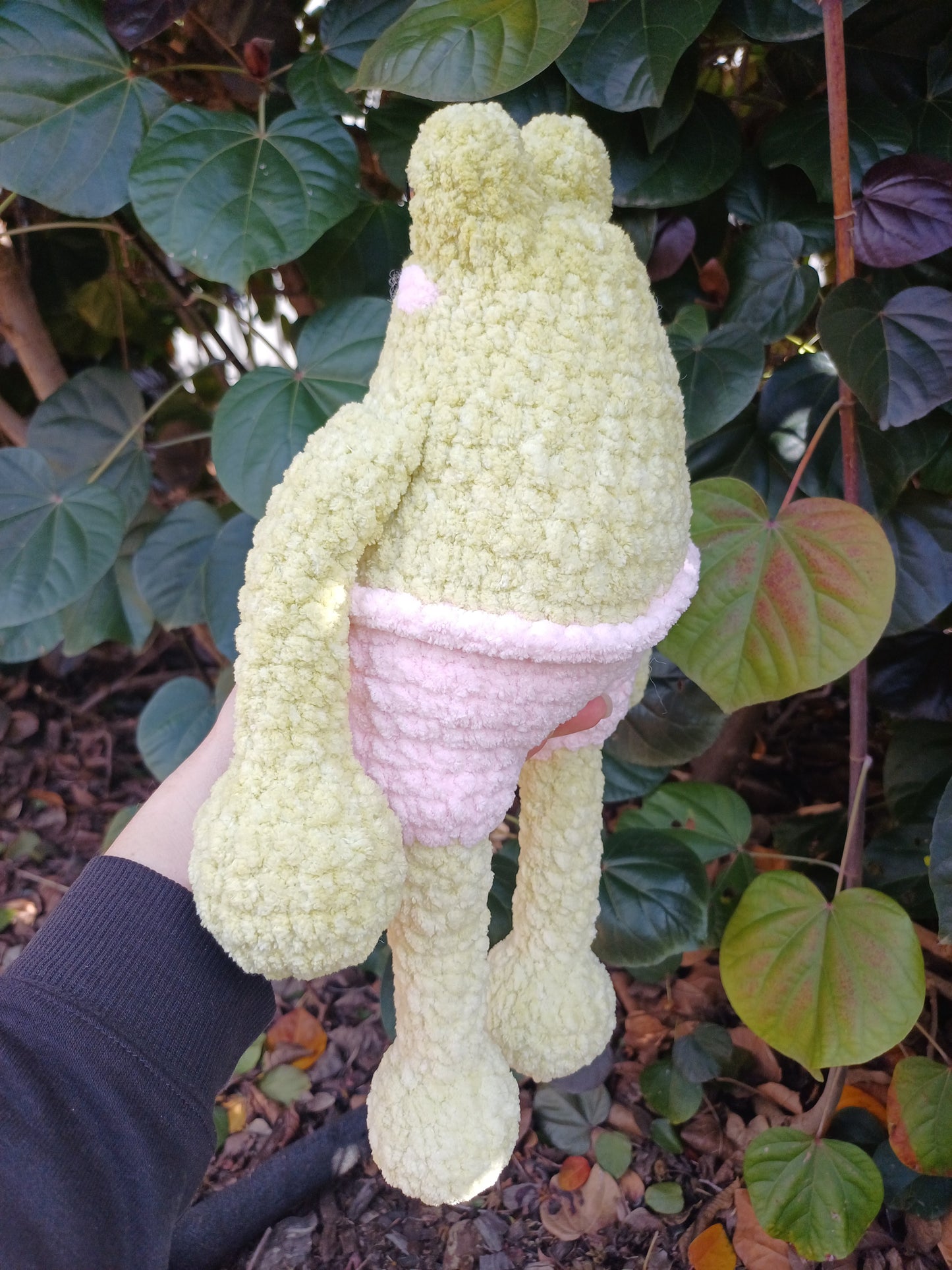 Frog Brother In Light Green and Pink Crochet Plush toy