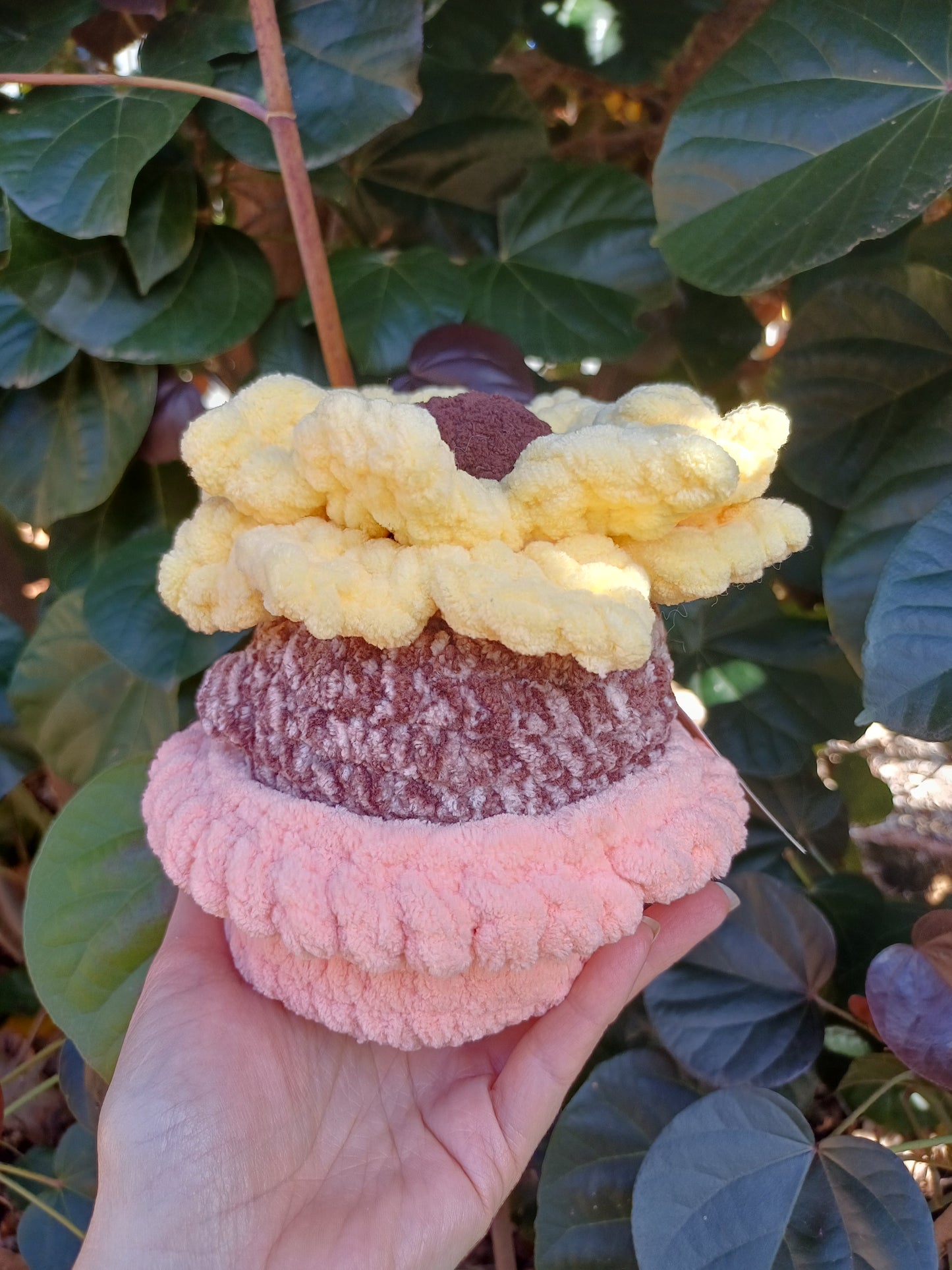 Sunflower In A Pot, Yellow Sunflower in Apricot Pot Crochet Plush Toy