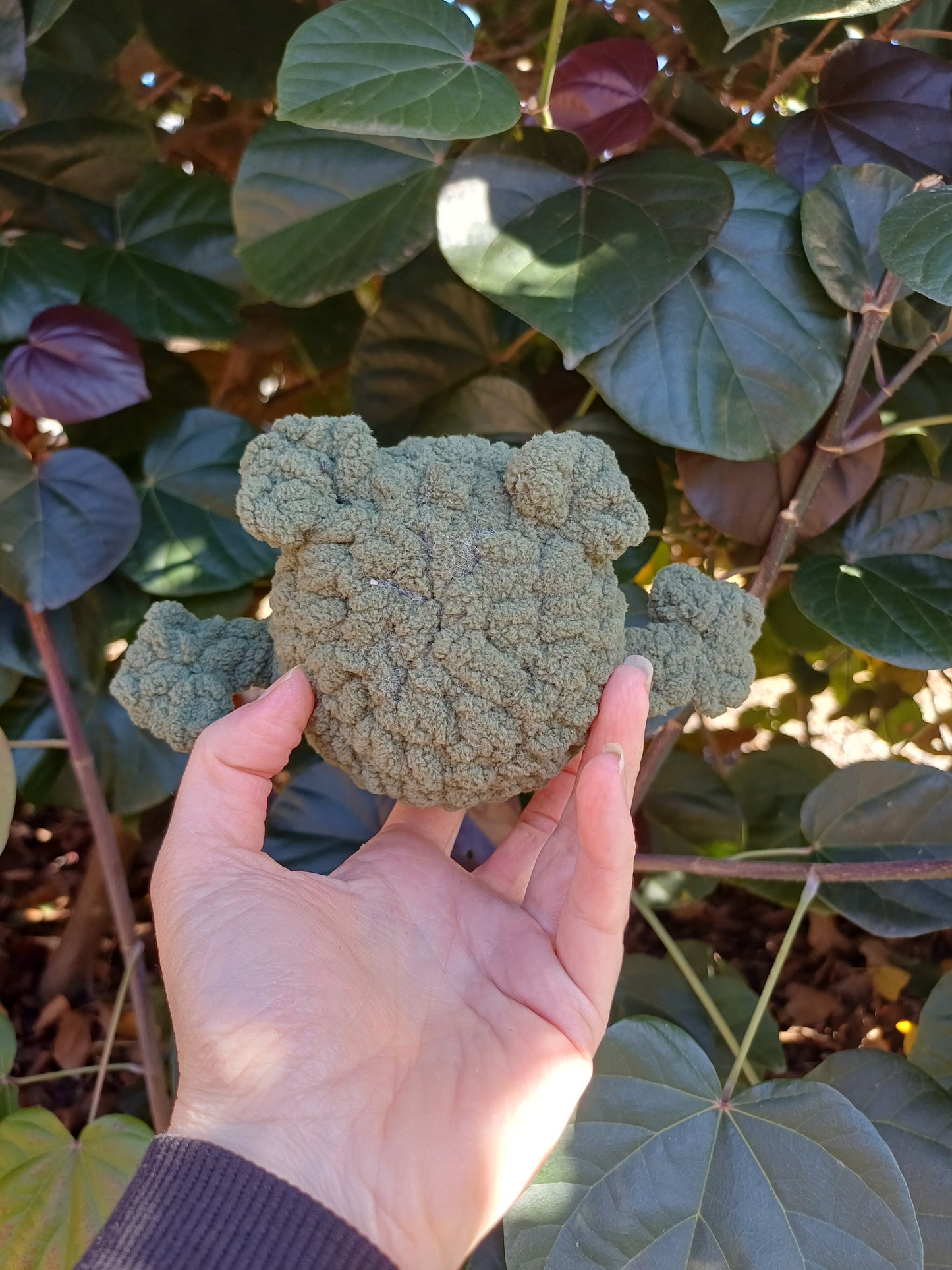 Chubby Frog Dark Green and Cream Crochet Plush Toy