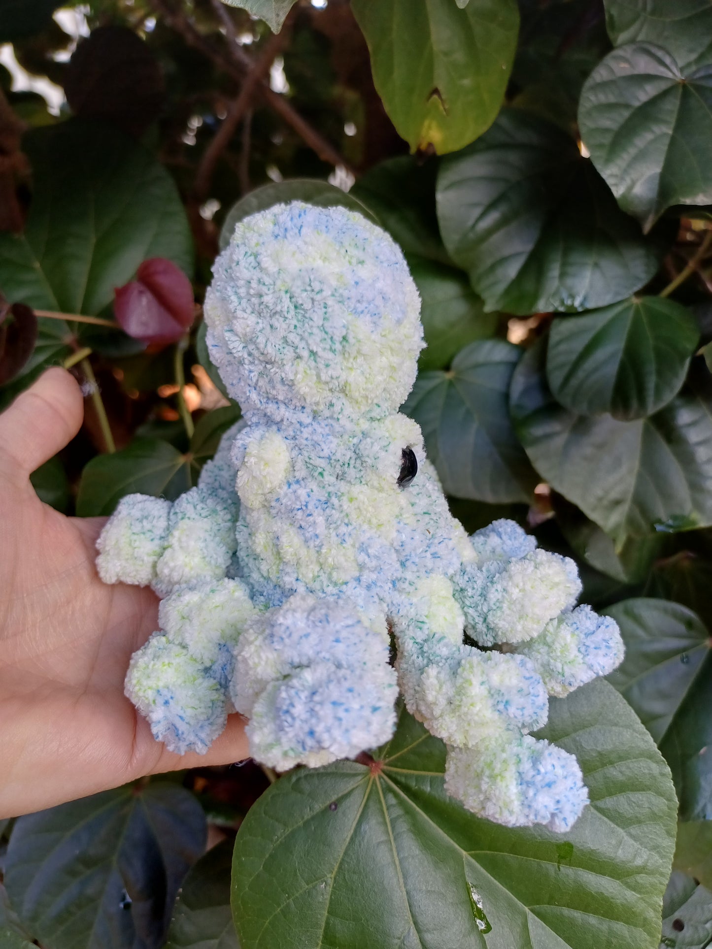 Gary The Small Octopus Blue/Green/White Crochet Plush Toy/ Handmade Crochet Octopus