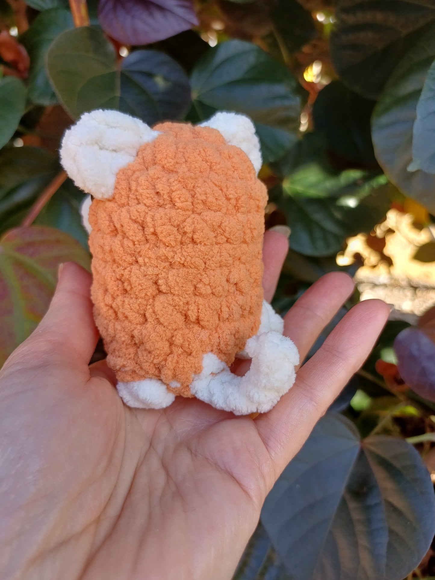 Cat Sitting Mini Orange and White Crochet Plush Toy