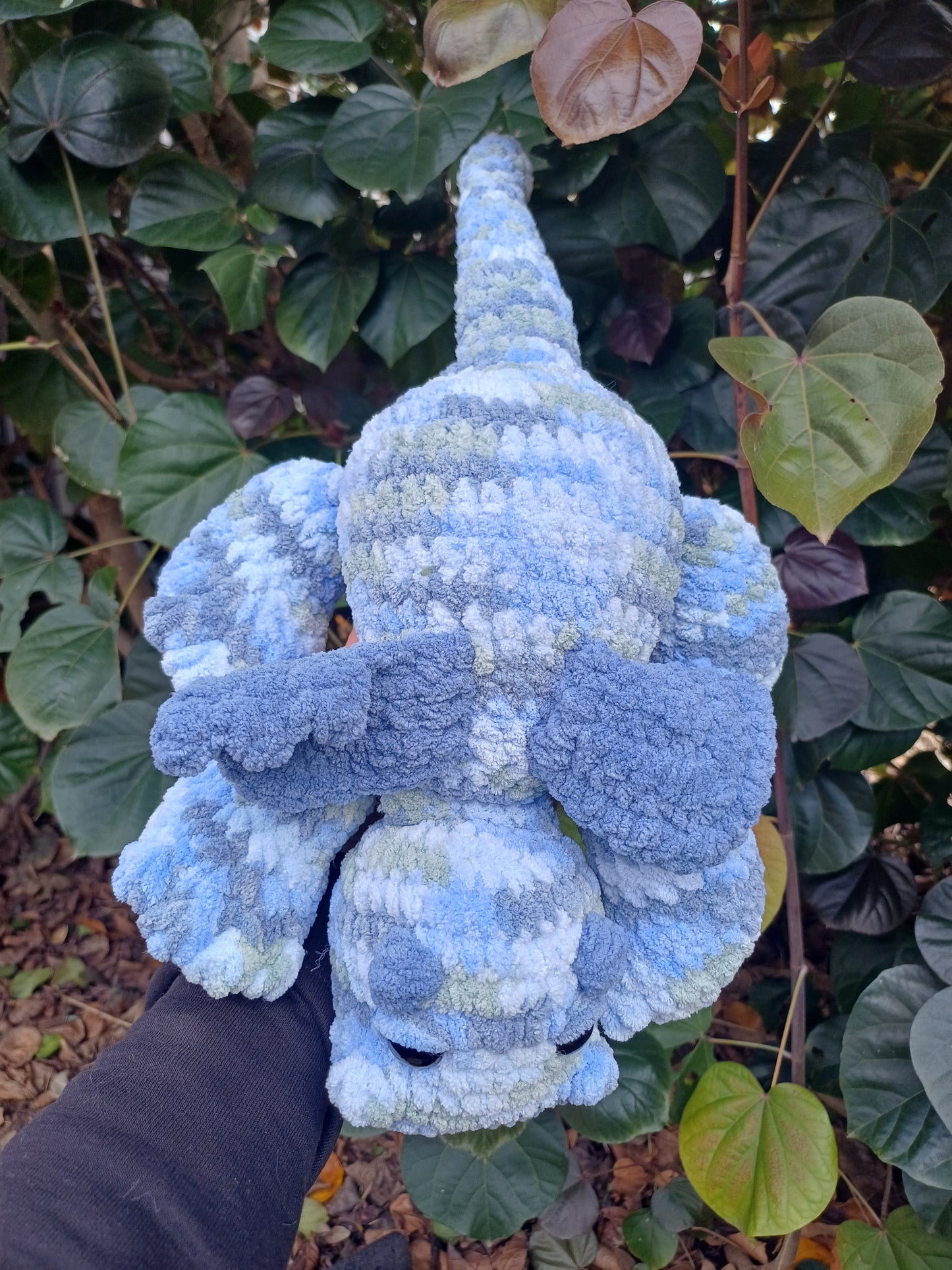 Fluffy The Splooting Dragon in Blue Crochet Plush Toy