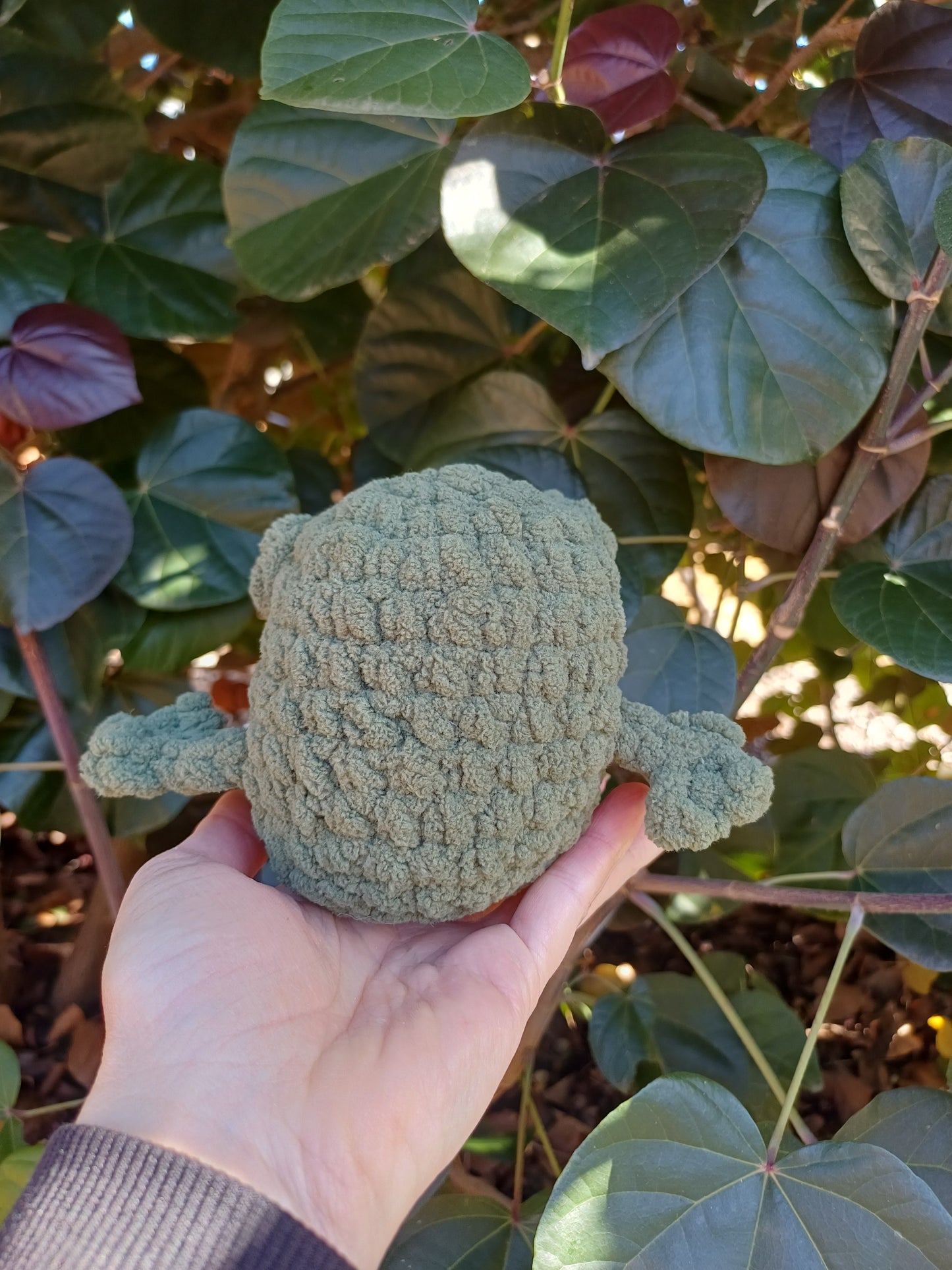Chubby Frog Dark Green and Cream Crochet Plush Toy