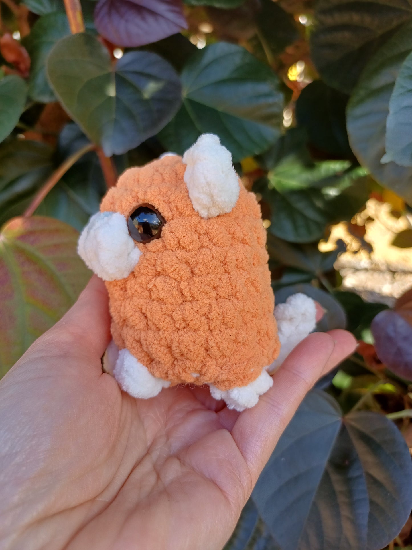 Cat Sitting Mini Orange and White Crochet Plush Toy