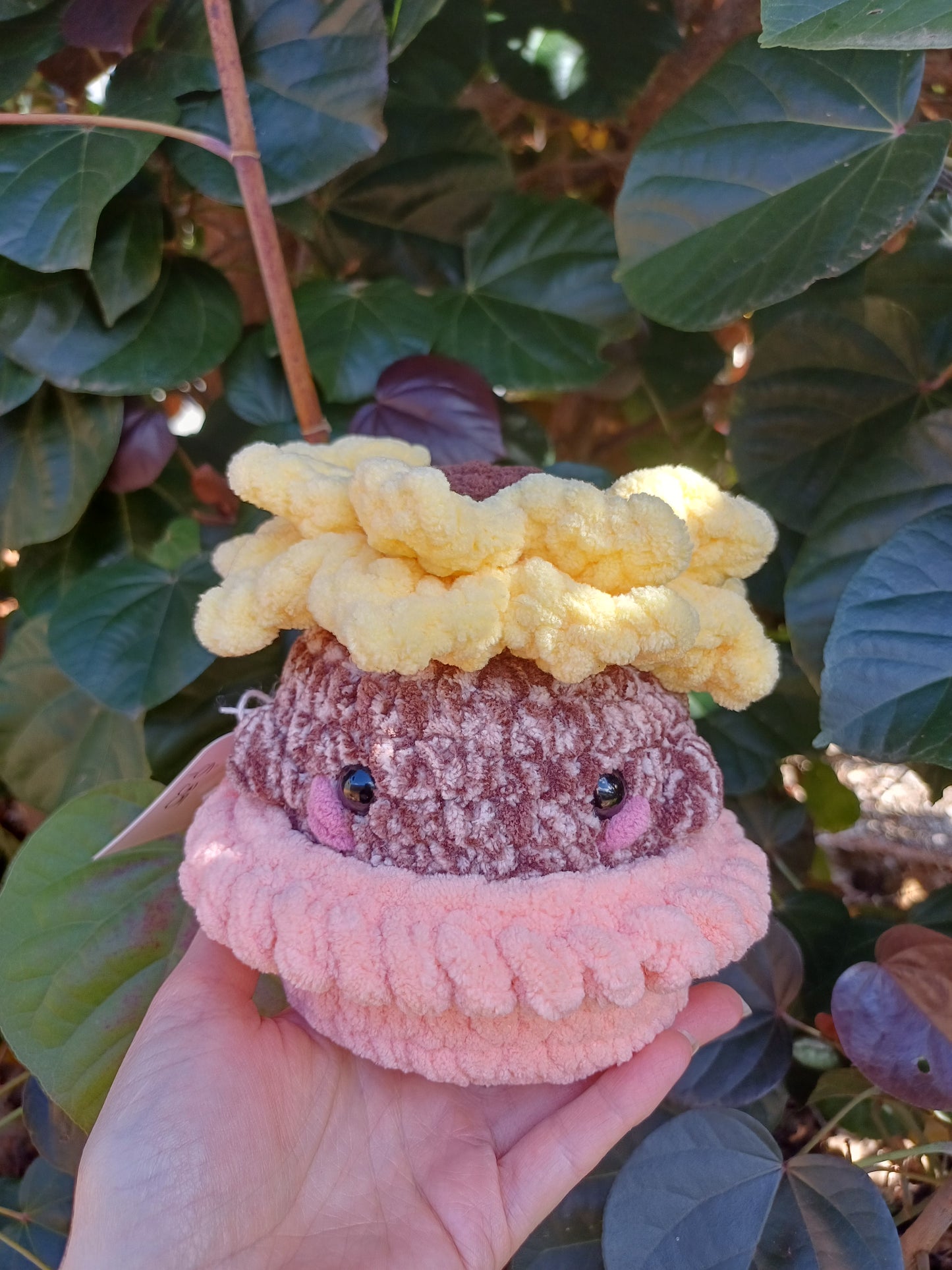 Sunflower In A Pot, Yellow Sunflower in Apricot Pot Crochet Plush Toy