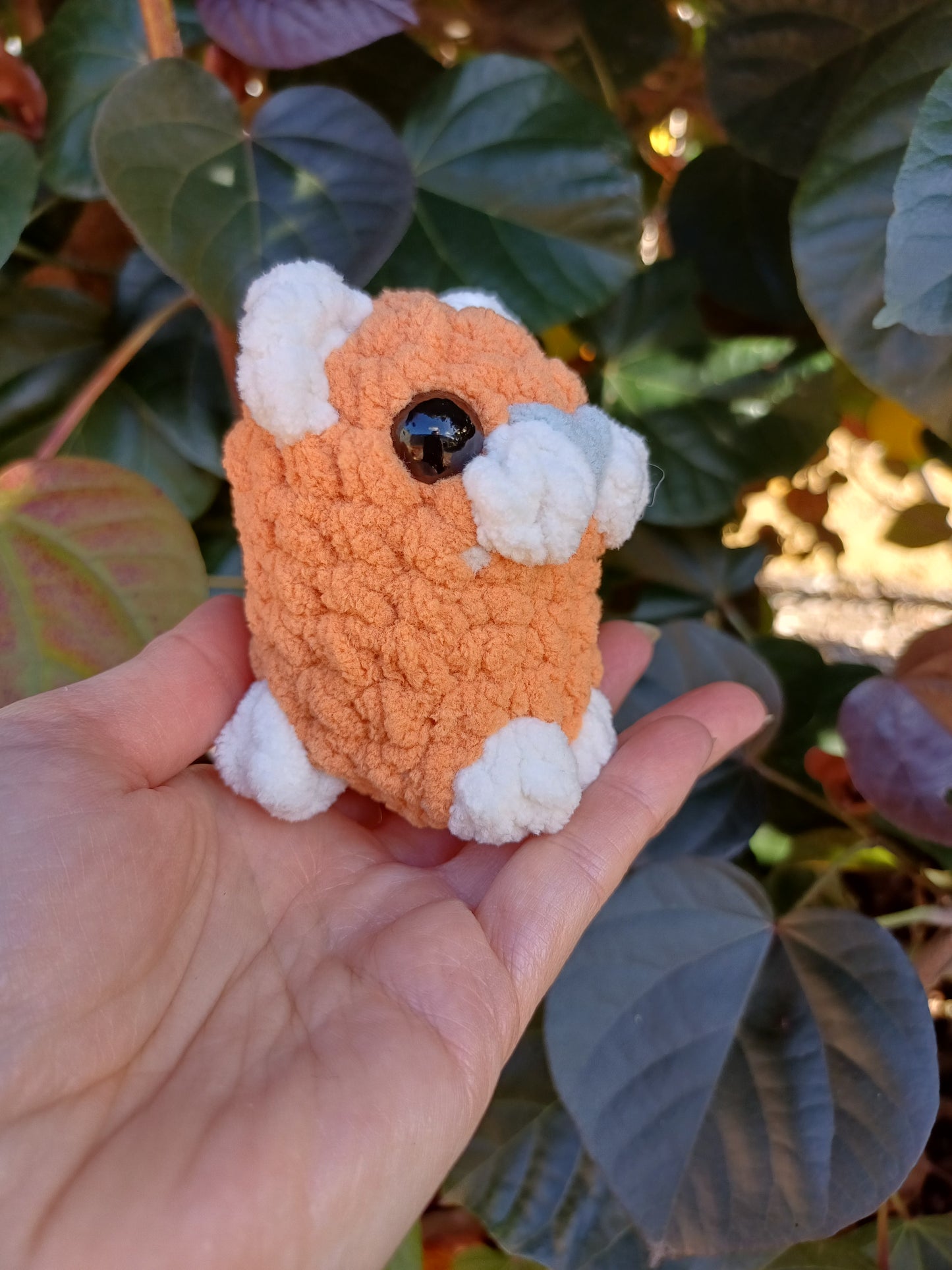 Cat Sitting Mini Orange and White Crochet Plush Toy