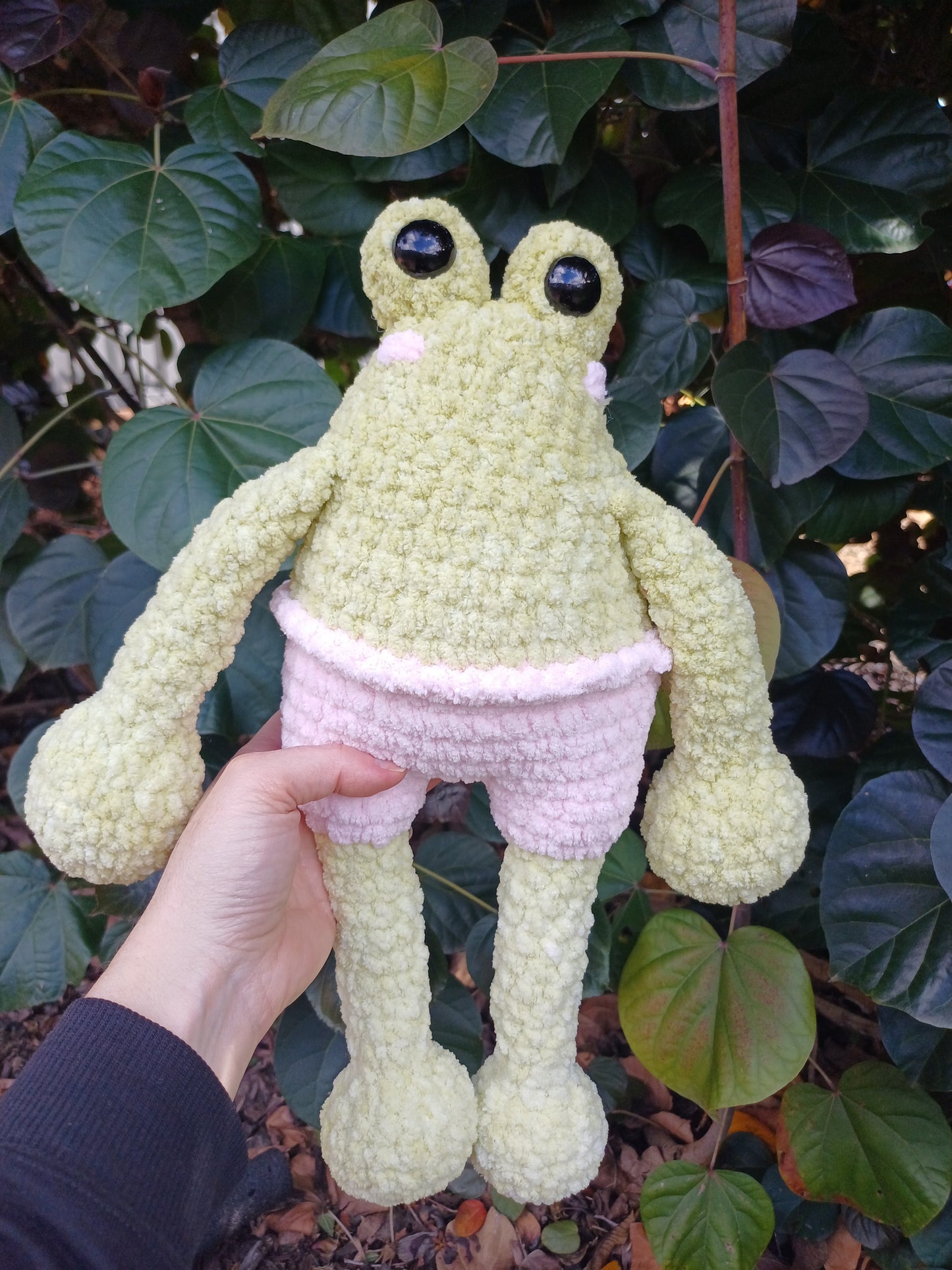 Frog Brother In Light Green and Pink Crochet Plush toy
