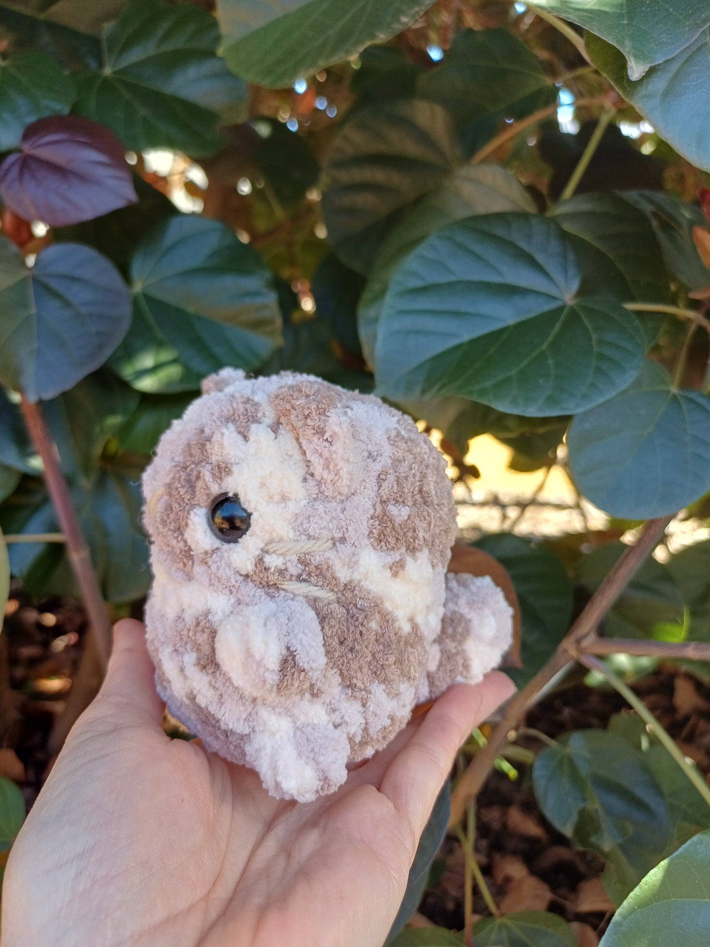 Chubby Sitting Kitten In Light Brown and Cream Crochet Plush Toy