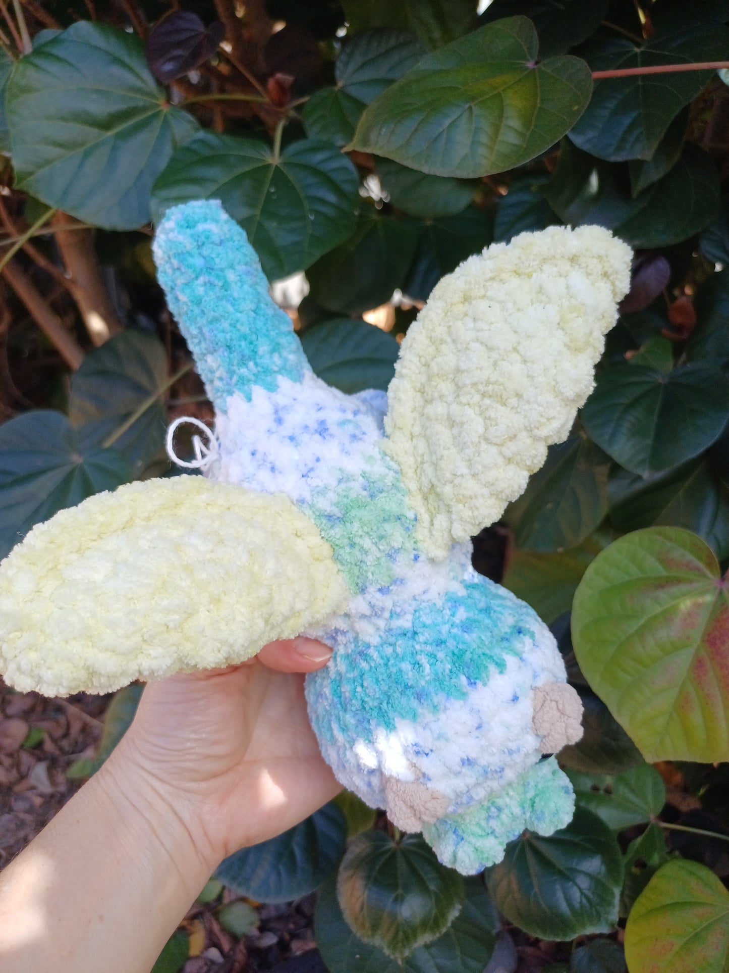 Draco The Dragon Multi Stiped Coloured Dragon Tq, White and Light Green Crochet Plush Toy