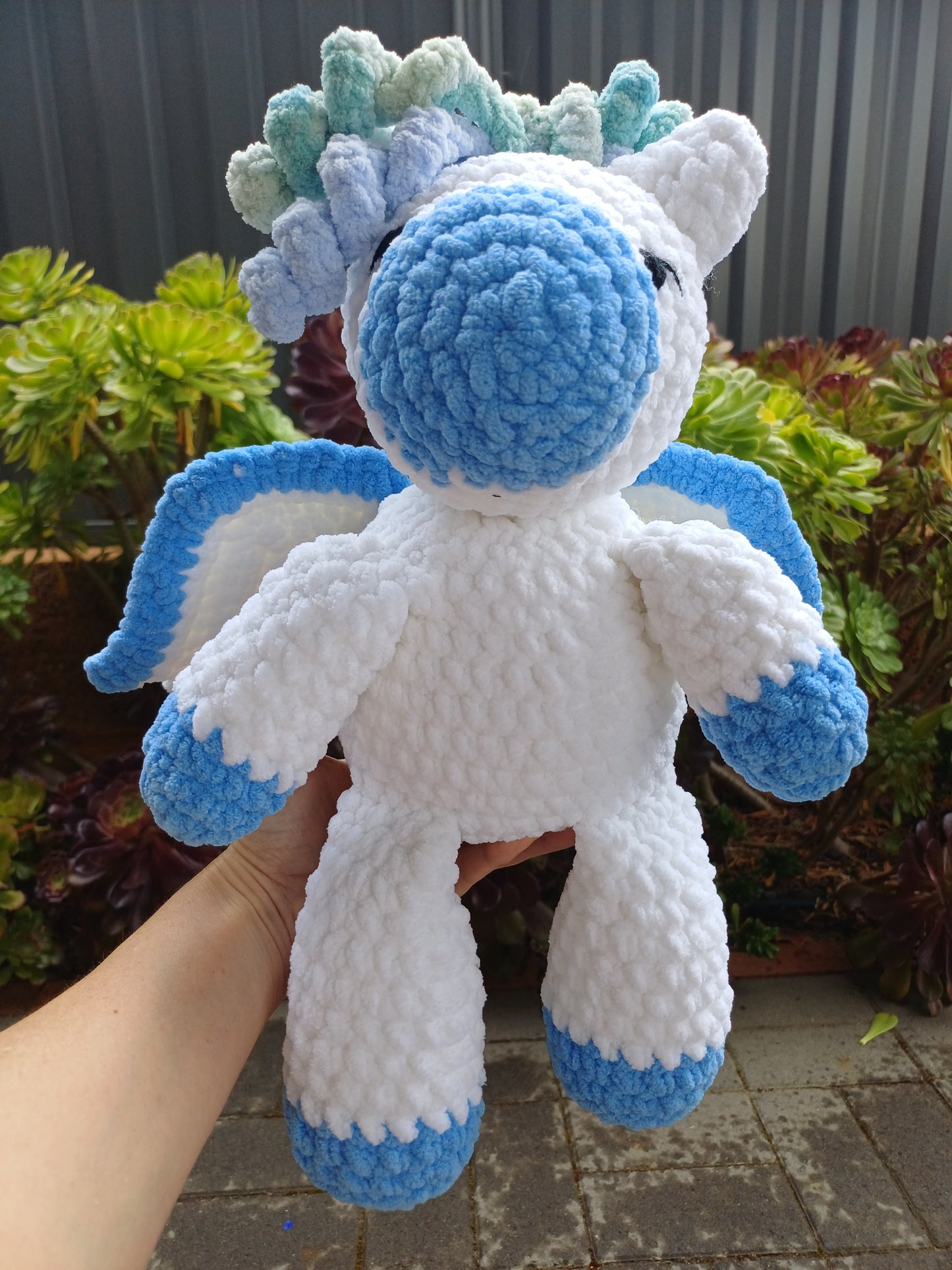 Pegasus Crochet Plush Toy ( Blue and white )
