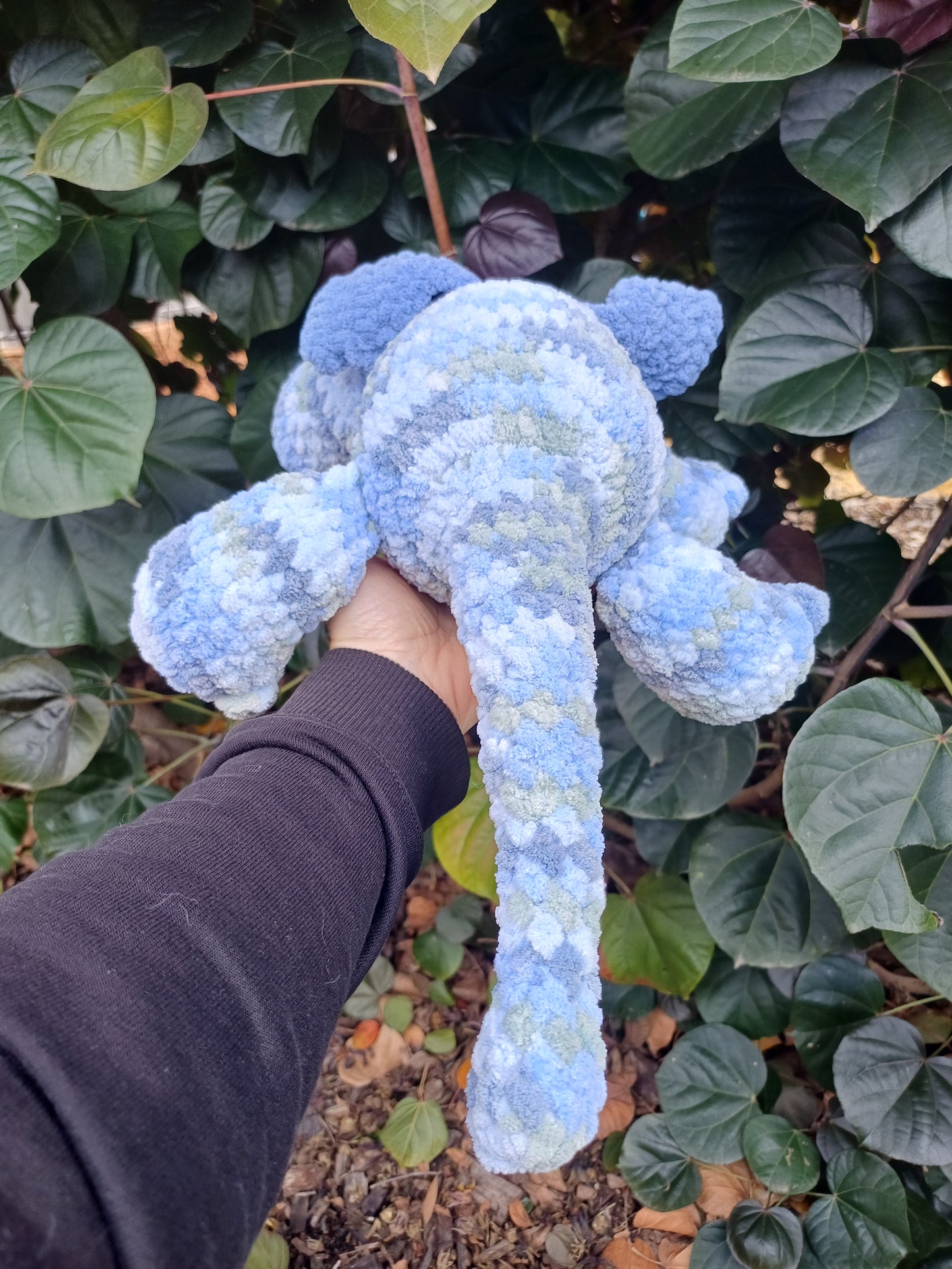 Fluffy The Splooting Dragon in Blue Crochet Plush Toy