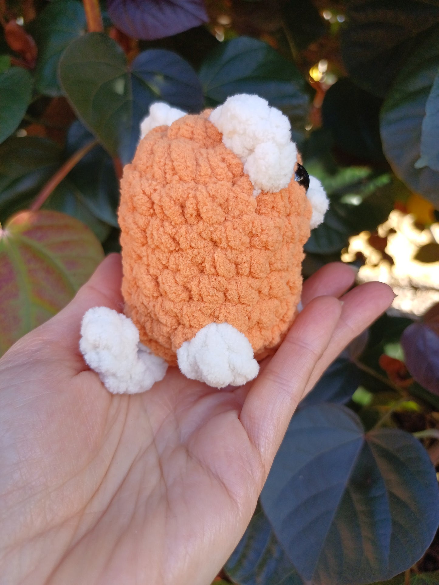 Cat Sitting Mini Orange and White Crochet Plush Toy