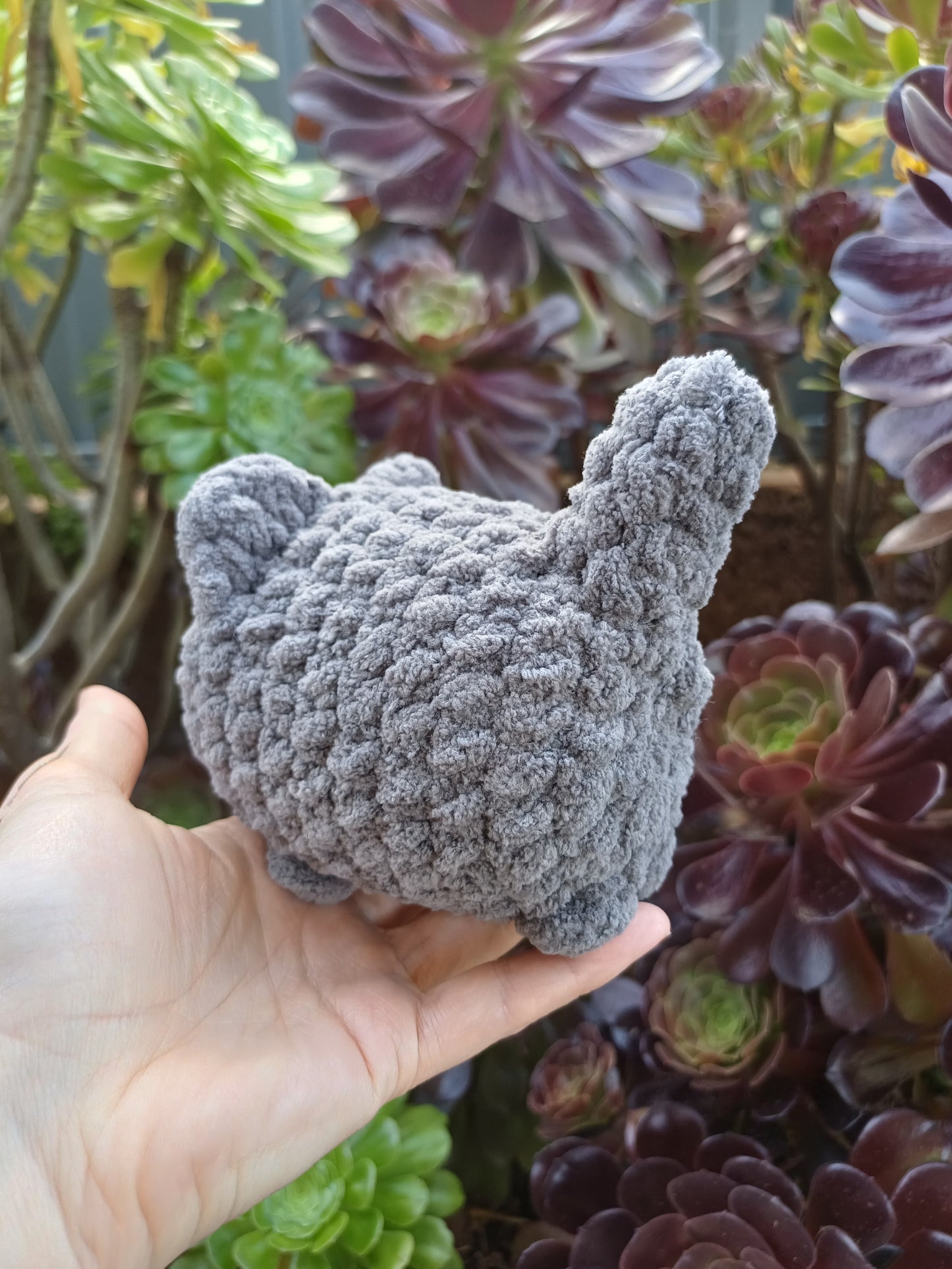 Loaf Cat Grey Crochet Plush Toy