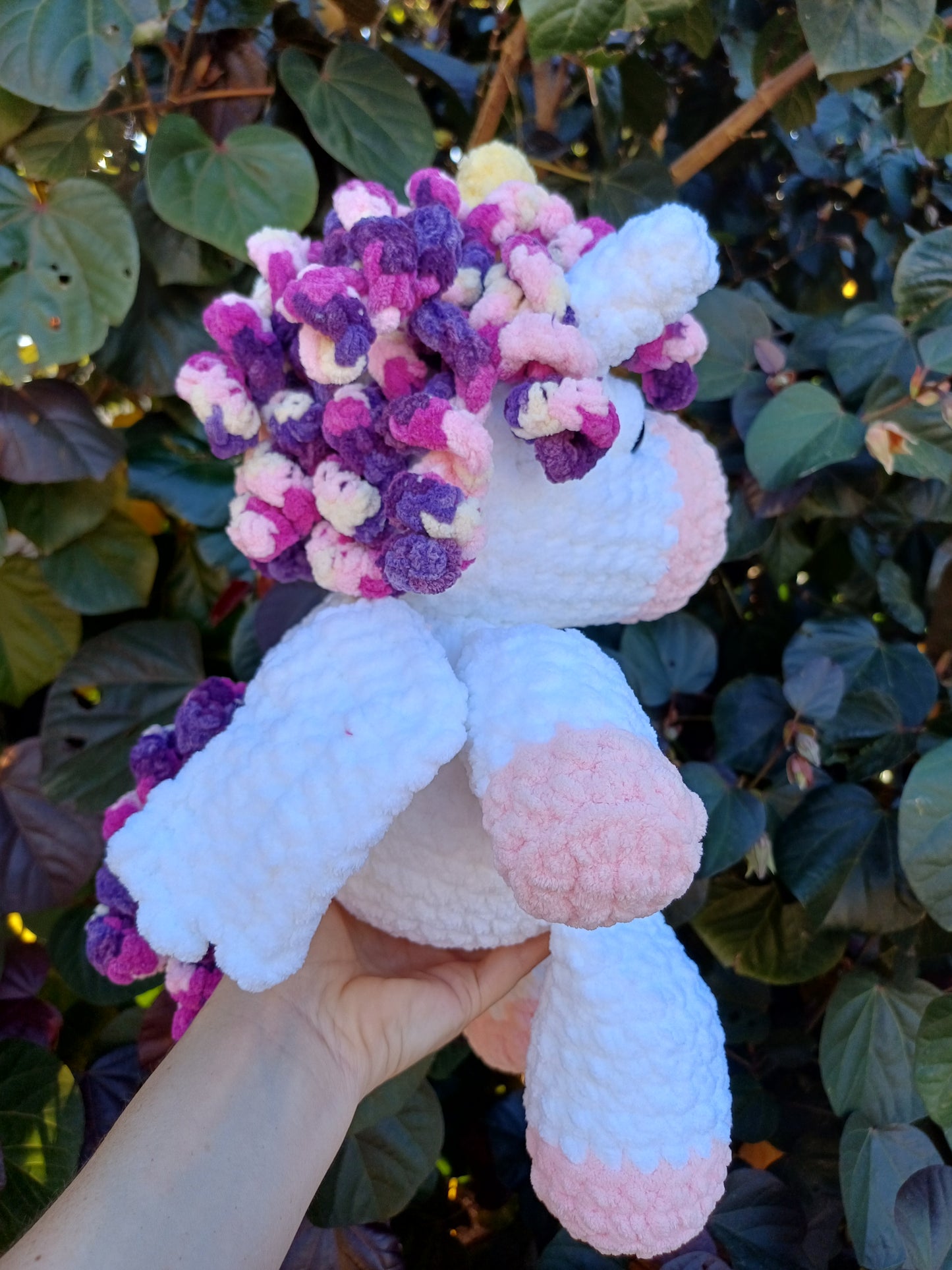 Pegasus/ UnicornCrochet Plush Toy ( pink/ purple and white )