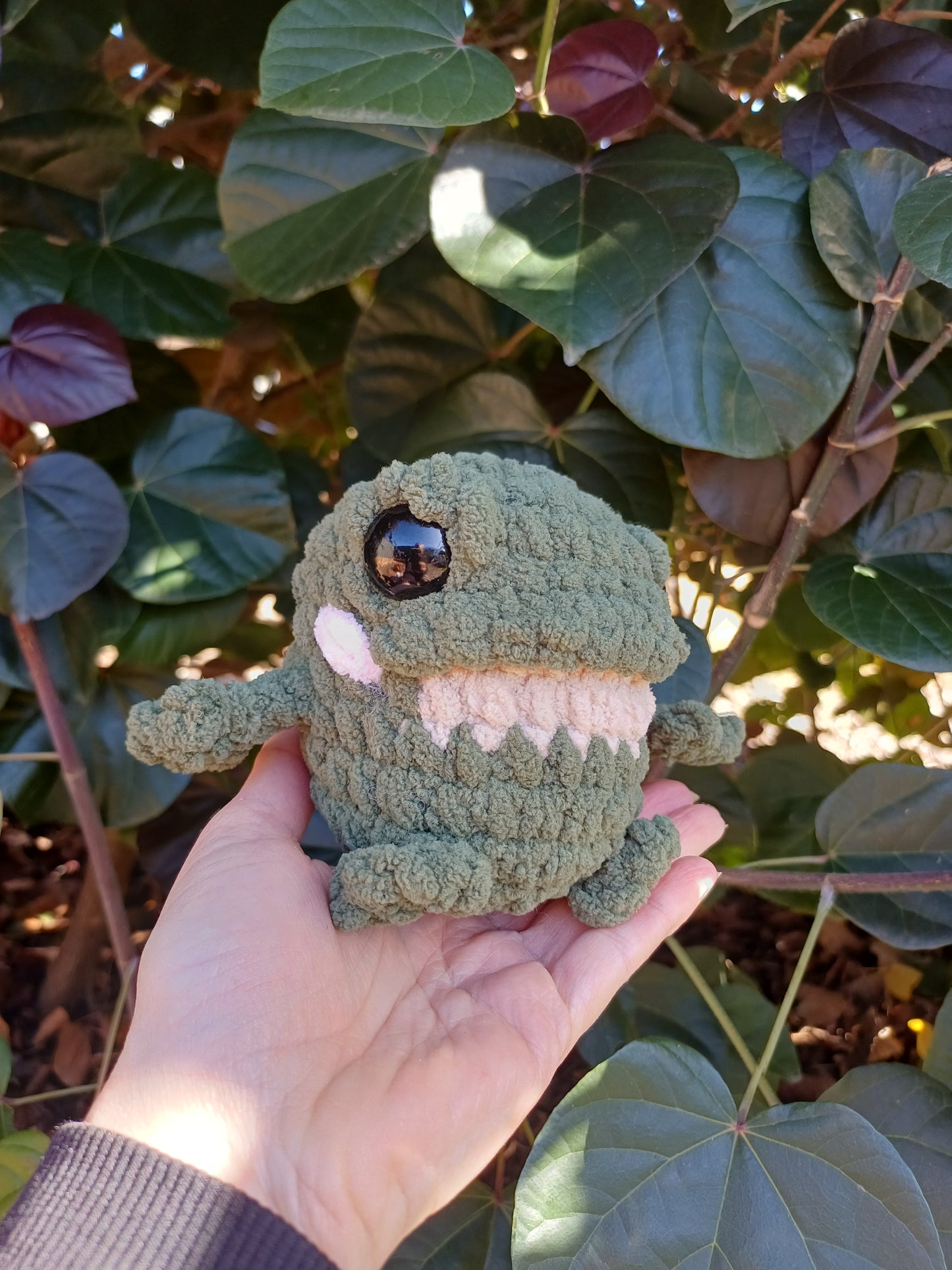 Chubby Frog Dark Green and Cream Crochet Plush Toy