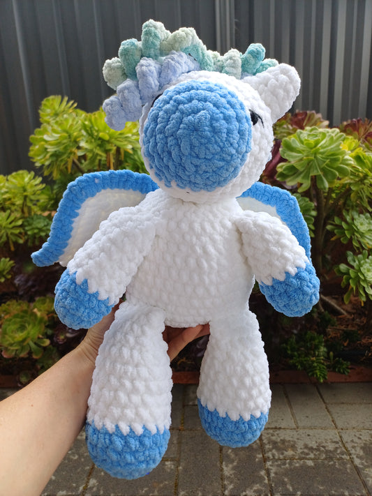 Pegasus Crochet Plush Toy ( Blue and white )