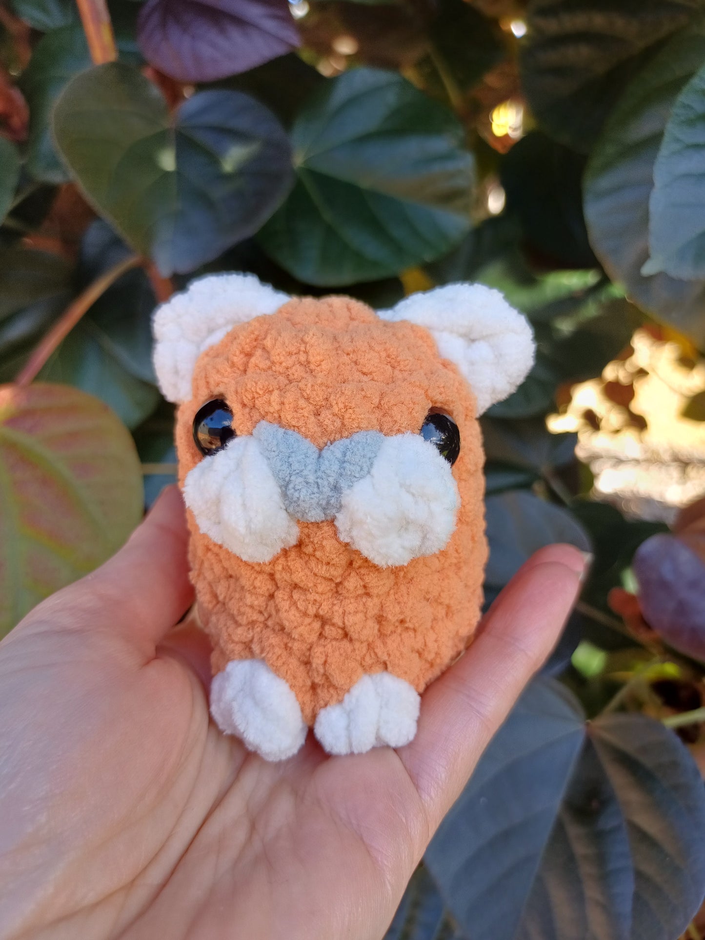 Cat Sitting Mini Orange and White Crochet Plush Toy