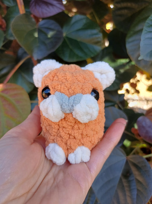 Cat Sitting Mini Orange and White Crochet Plush Toy