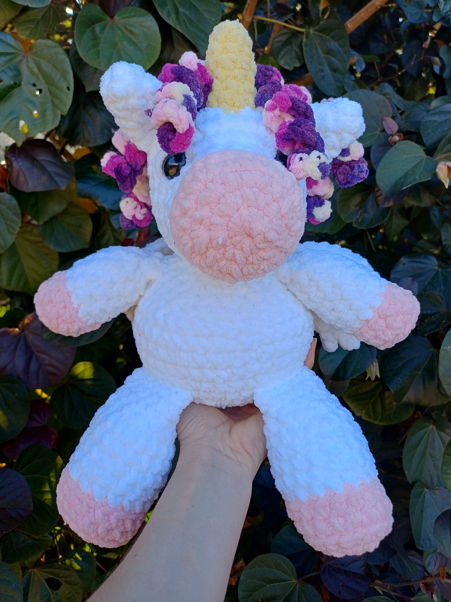 Pegasus/ UnicornCrochet Plush Toy ( pink/ purple and white )