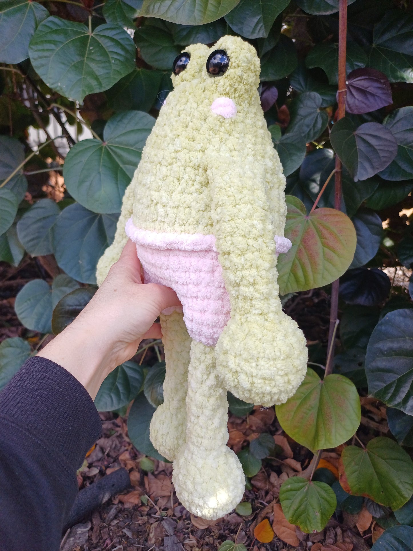 Frog Brother In Light Green and Pink Crochet Plush toy