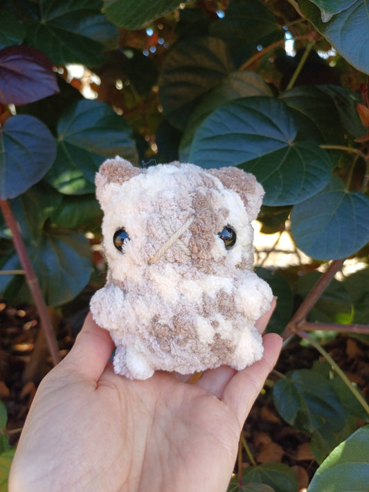 Chubby Sitting Kitten In Light Brown and Cream Crochet Plush Toy